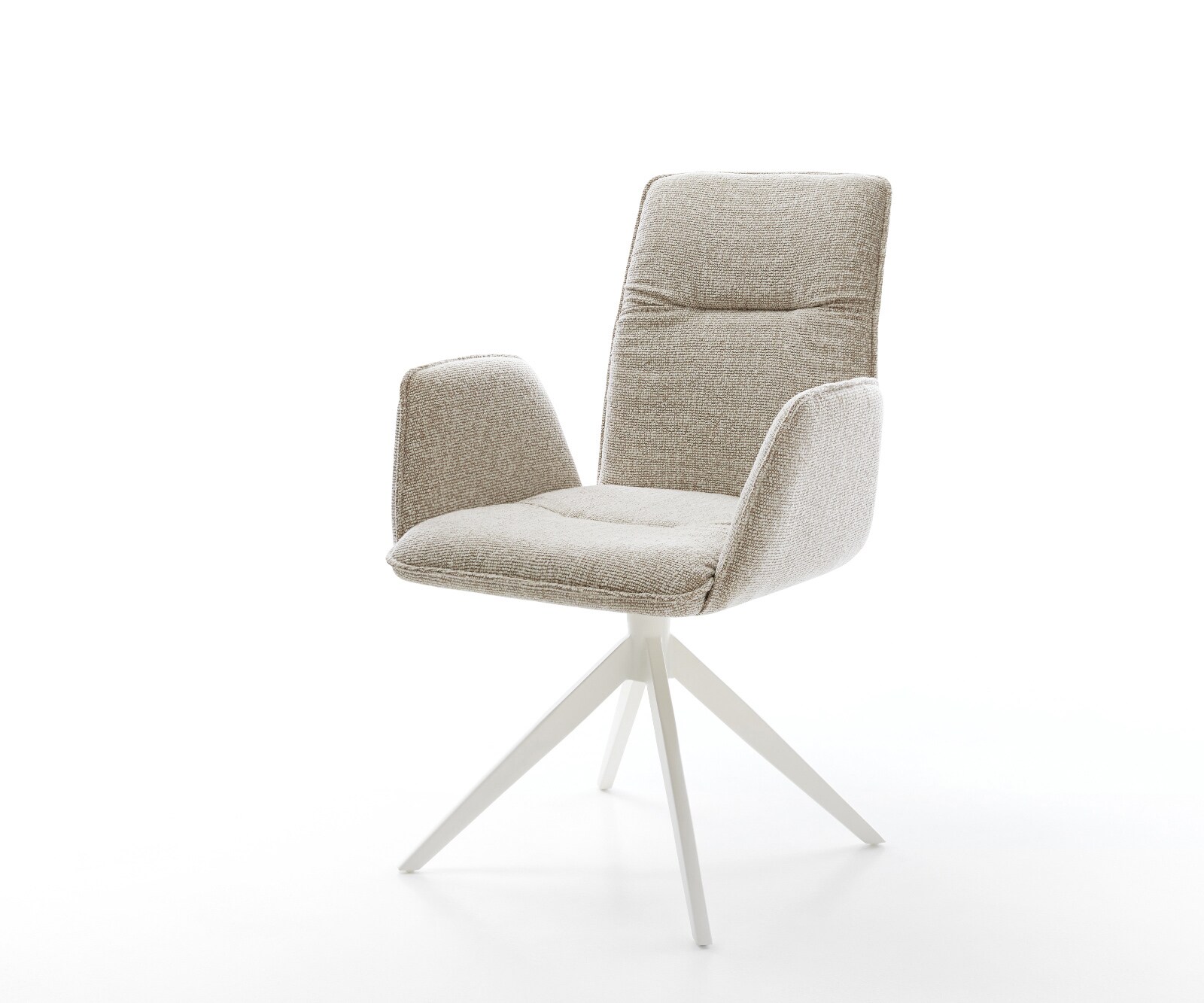 Drehstuhl Vinja-Flex Webstoff Soft Beige Kreuzgestell breit Weiß 360° drehbar Wippfunktion
