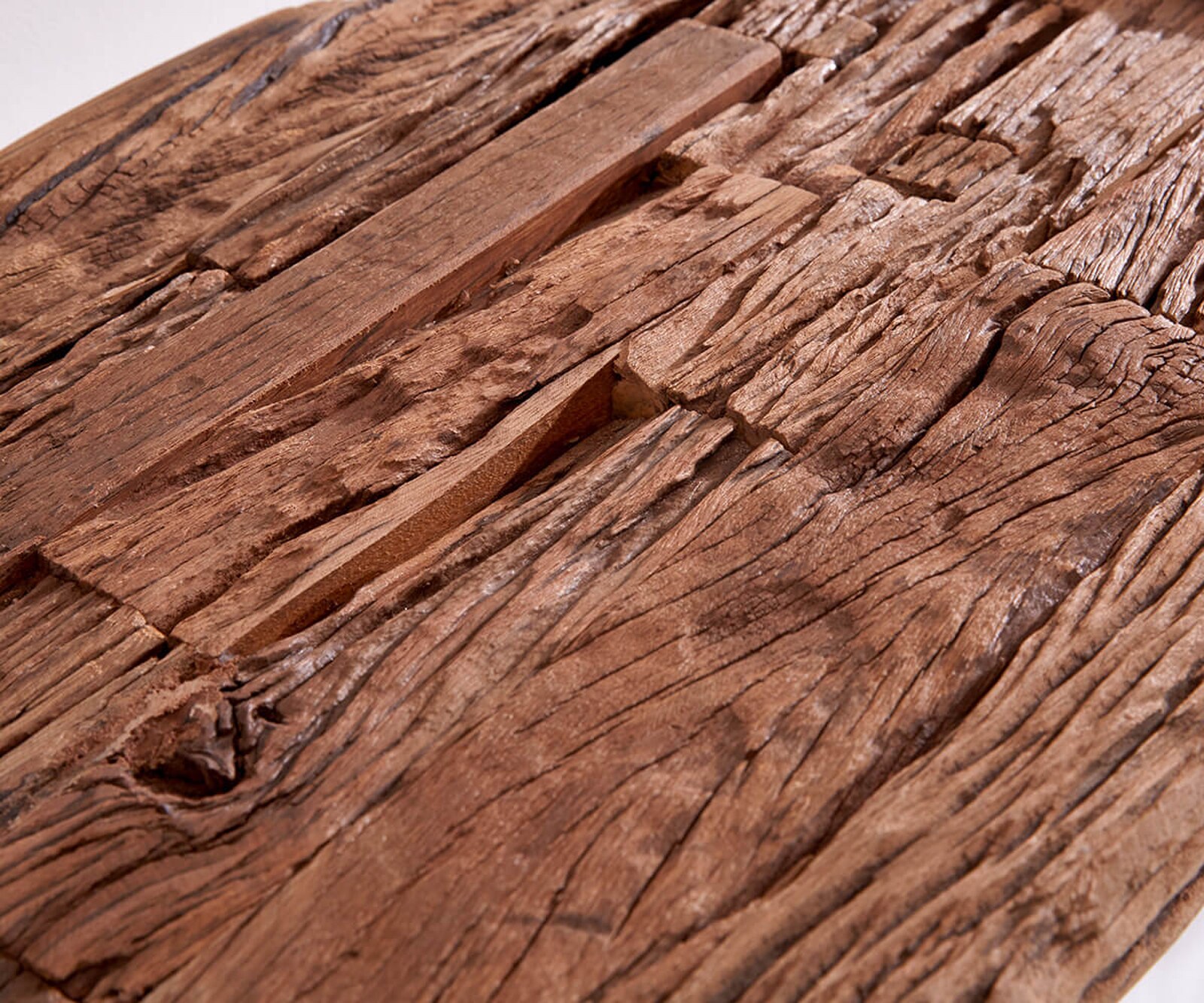 Konsole Gravio 140x40 Altholz Braun Gestell Edelstahl poliert 2