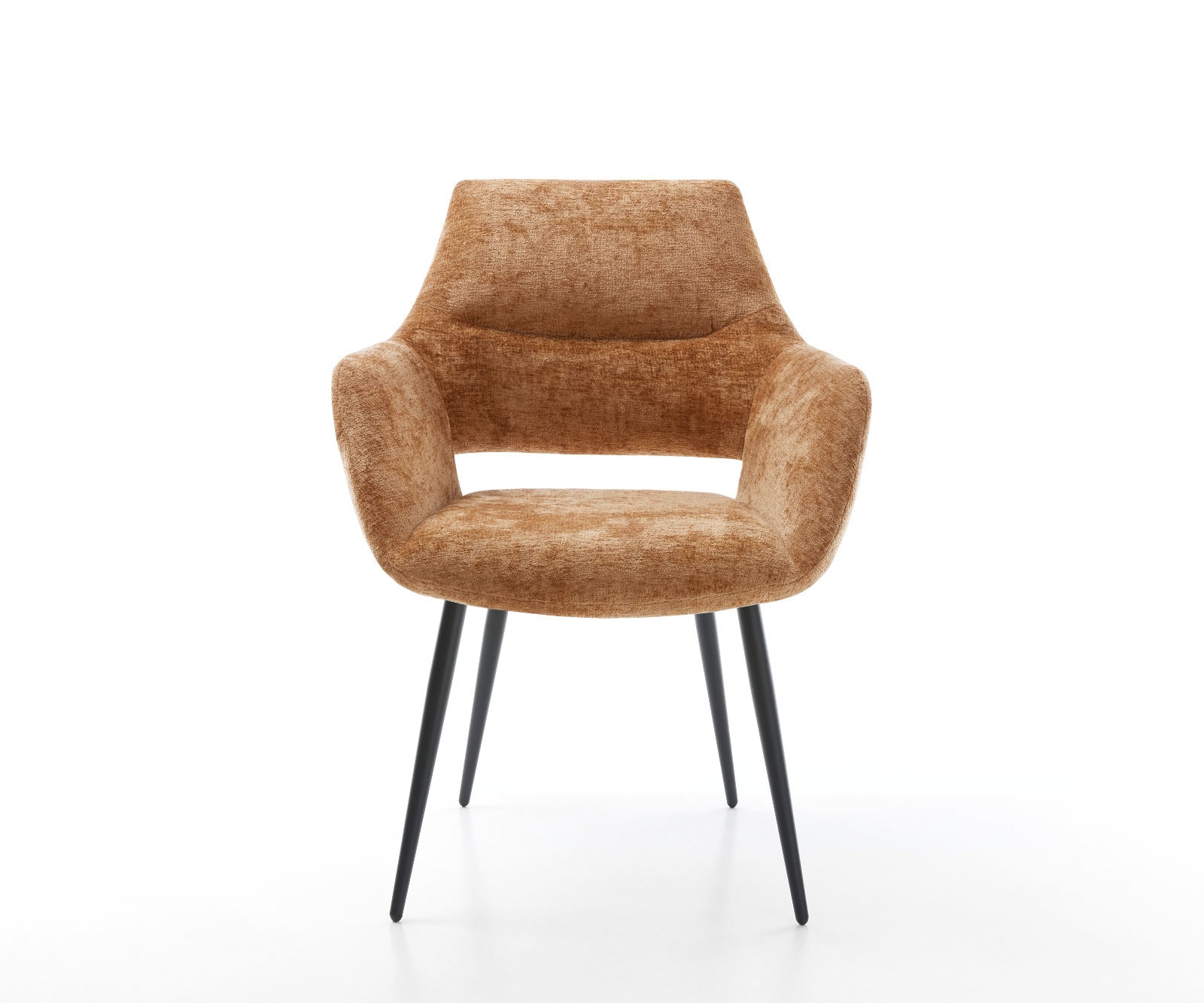 Esszimmerstuhl Yago-Flex mit Armlehnen Chenille Rost 4-Fuß konisch Schwarz Taschenfederkern 1 Esszimmerstuhl Yago-Flex mit Armlehnen Chenille Rost 4-Fuß konisch Schwarz Taschenfederkern 1