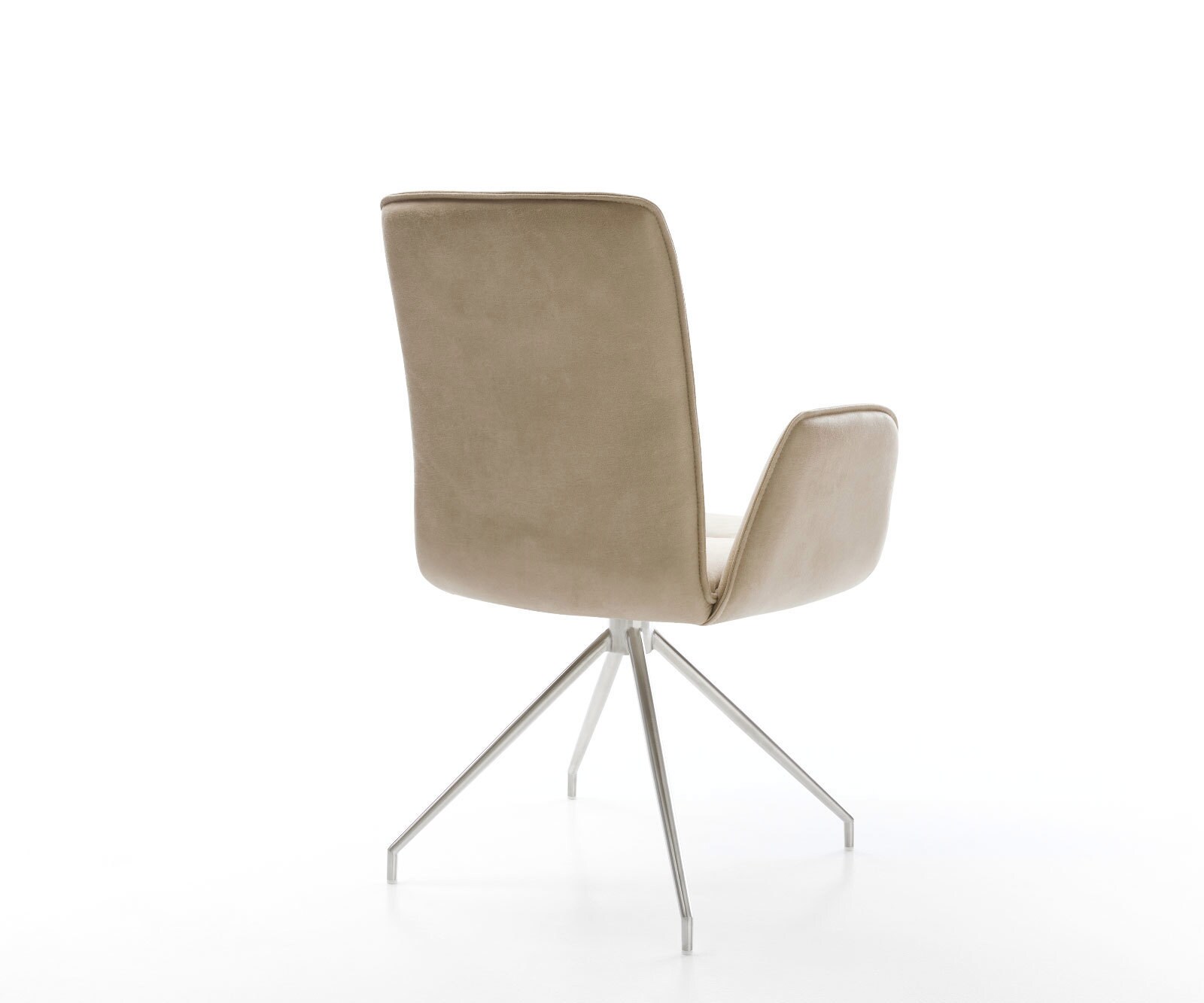 Esszimmerstuhl Vinja-Flex Mikrofaser Beige Vintage Kreuzgestell konisch Edelstahl 4