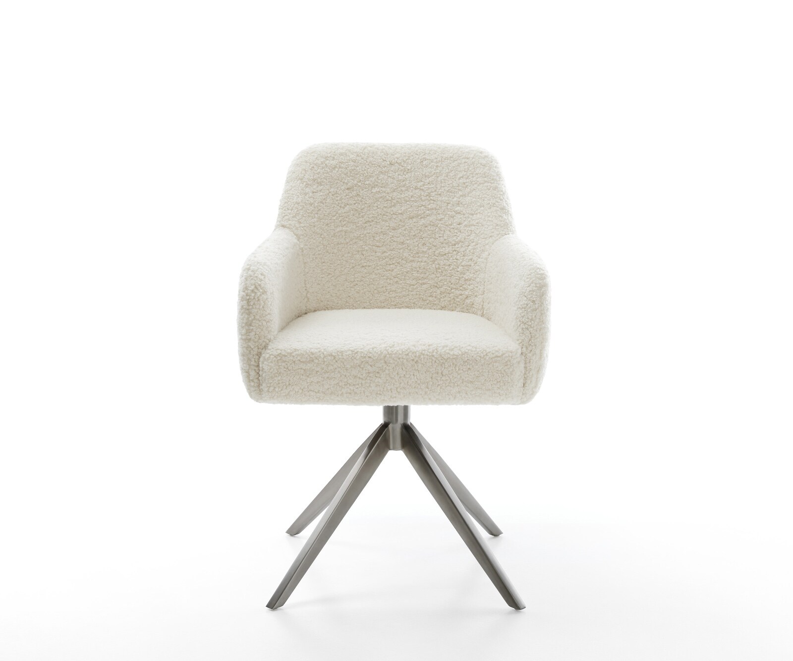 Drehstuhl Greg-Flex Teddystoff Beige Kreuzgestell breit Graphit 360° drehbar Wippfunktion Taschenfederkern 2