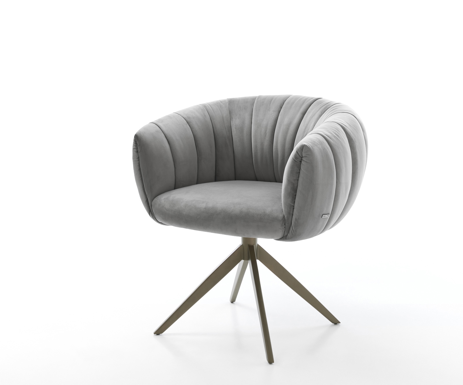 Drehstuhl Jada-Flex Samt Grau Kreuzgestell breit Effektfinish Titan 360° drehbar Wippfunktion Taschenfederkern 1