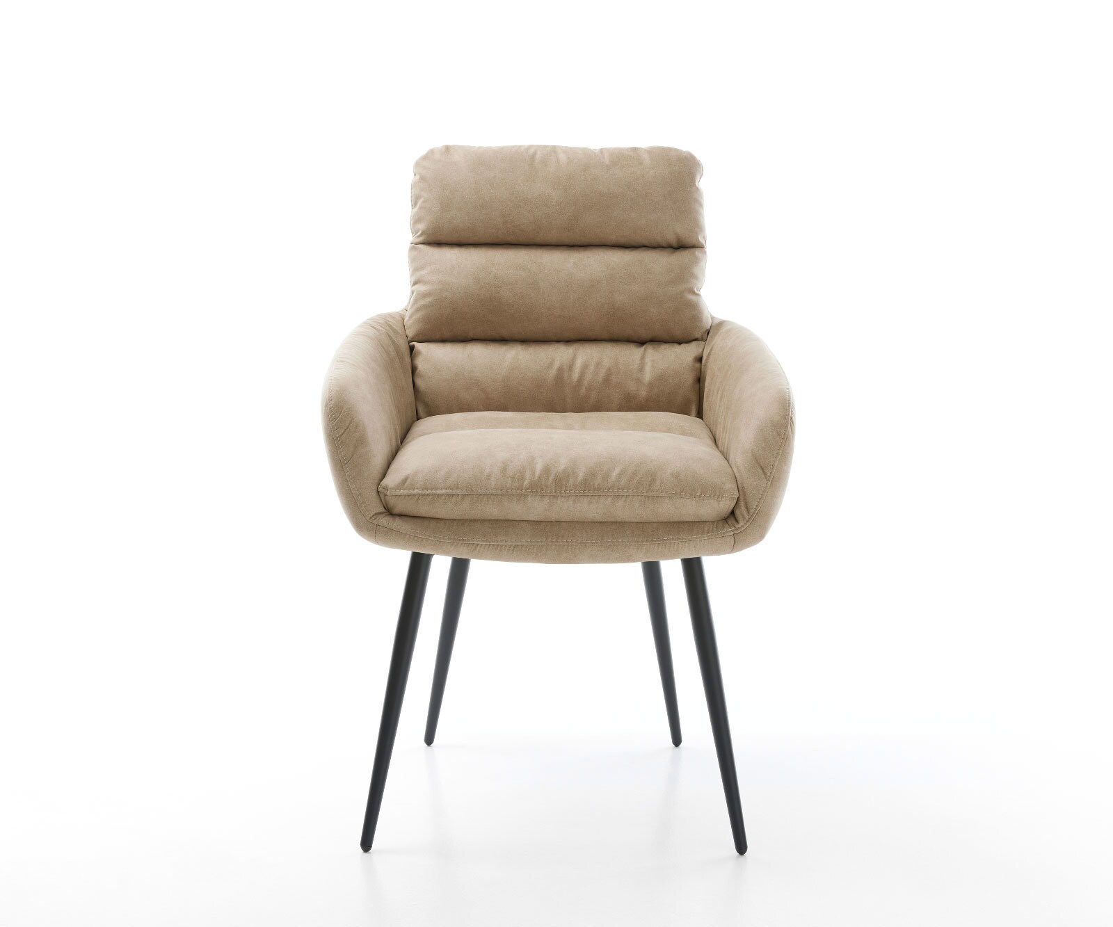 Esszimmerstuhl Abelia-Flex mit Armlehnen Mikrofaser Beige Vintage 4-Fuß konisch Schwarz 1