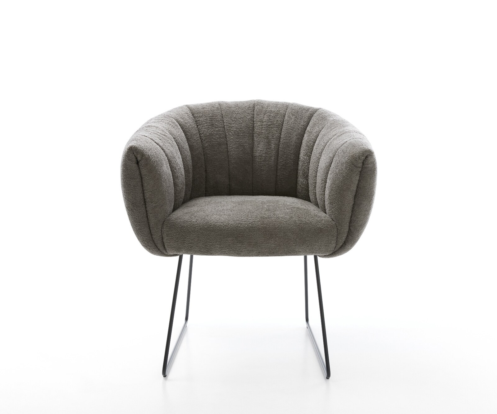 Esszimmerstuhl Jada-Flex Bouclé Soft Schlamm Kufengestell Schwarz Taschenfederkern 1