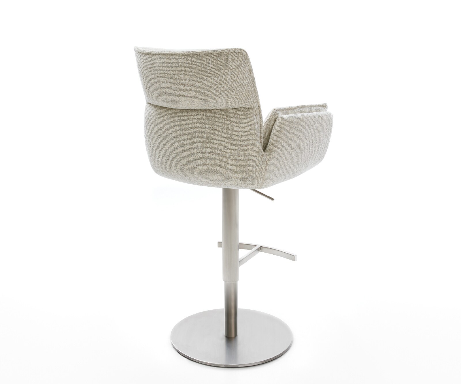 Barstuhl Nela-Flex Webstoff Soft Beige Drehfuß höhenverstellbar Edelstahl Silberfarben 4