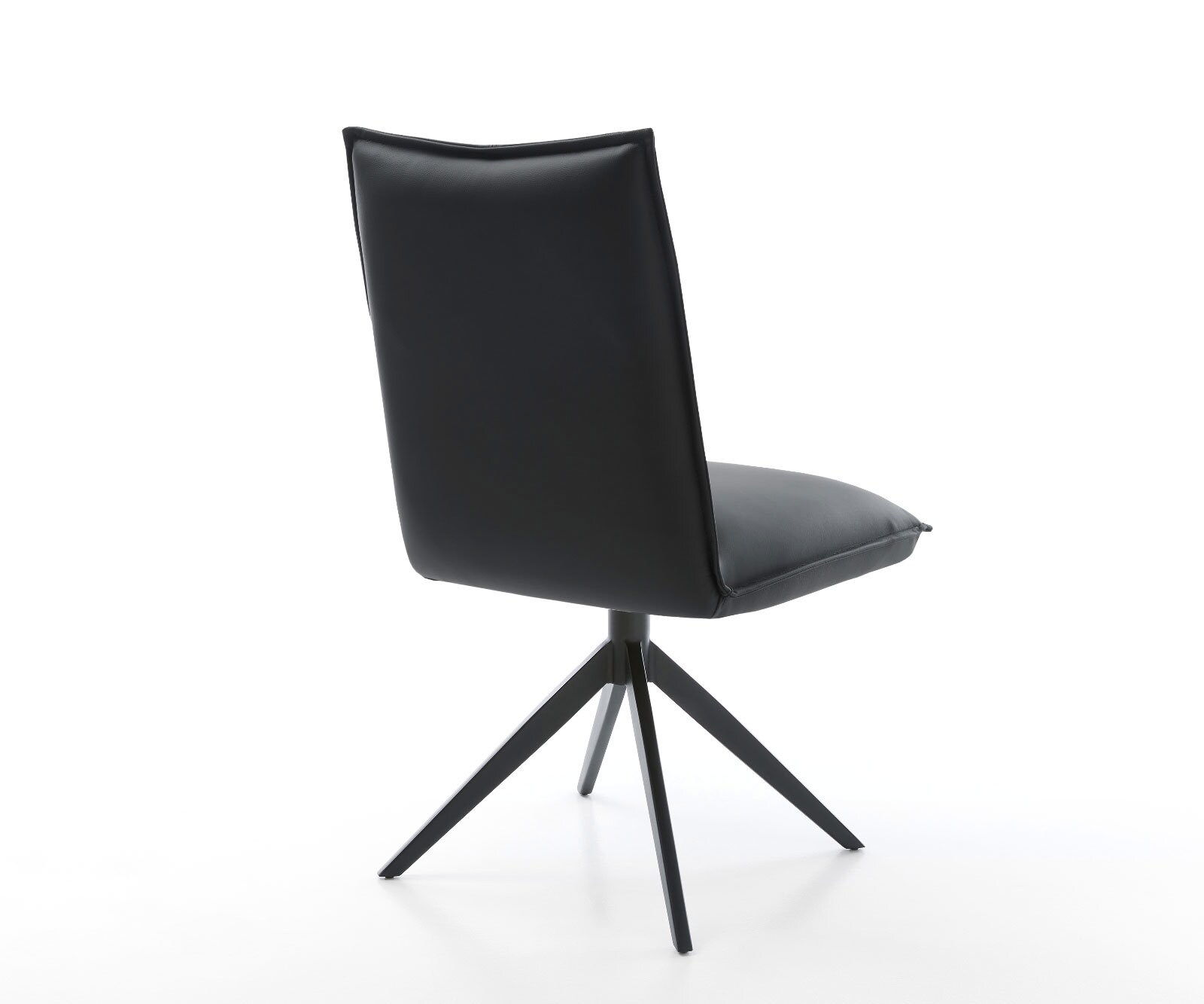 Drehstuhl Lelio-Flex Echt-Leder Schwarz Kreuzgestell breit Schwarz 360° drehbar Wippfunktion Taschenfederkern 4
