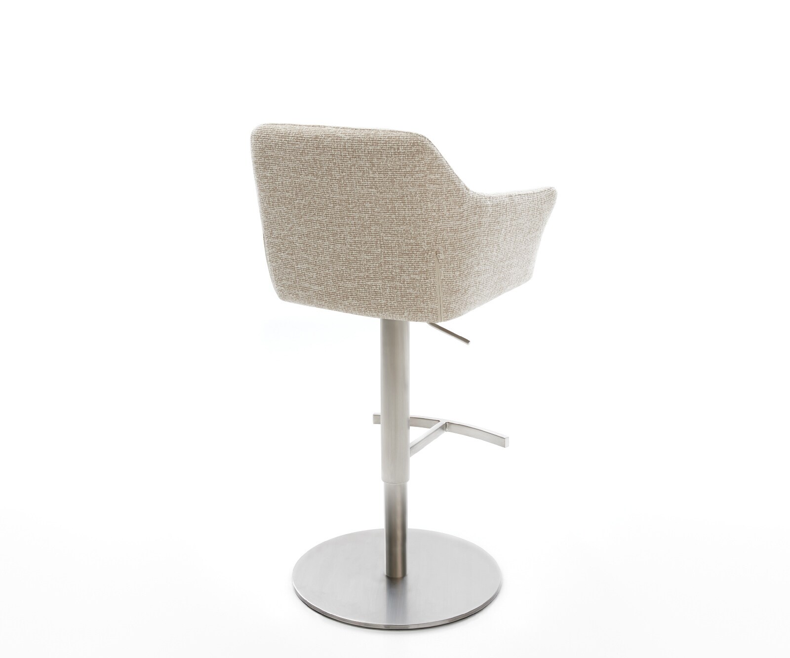 Barstuhl Yulo-Flex Webstoff Soft Beige Drehfuß höhenverstellbar Edelstahl Silberfarben 4