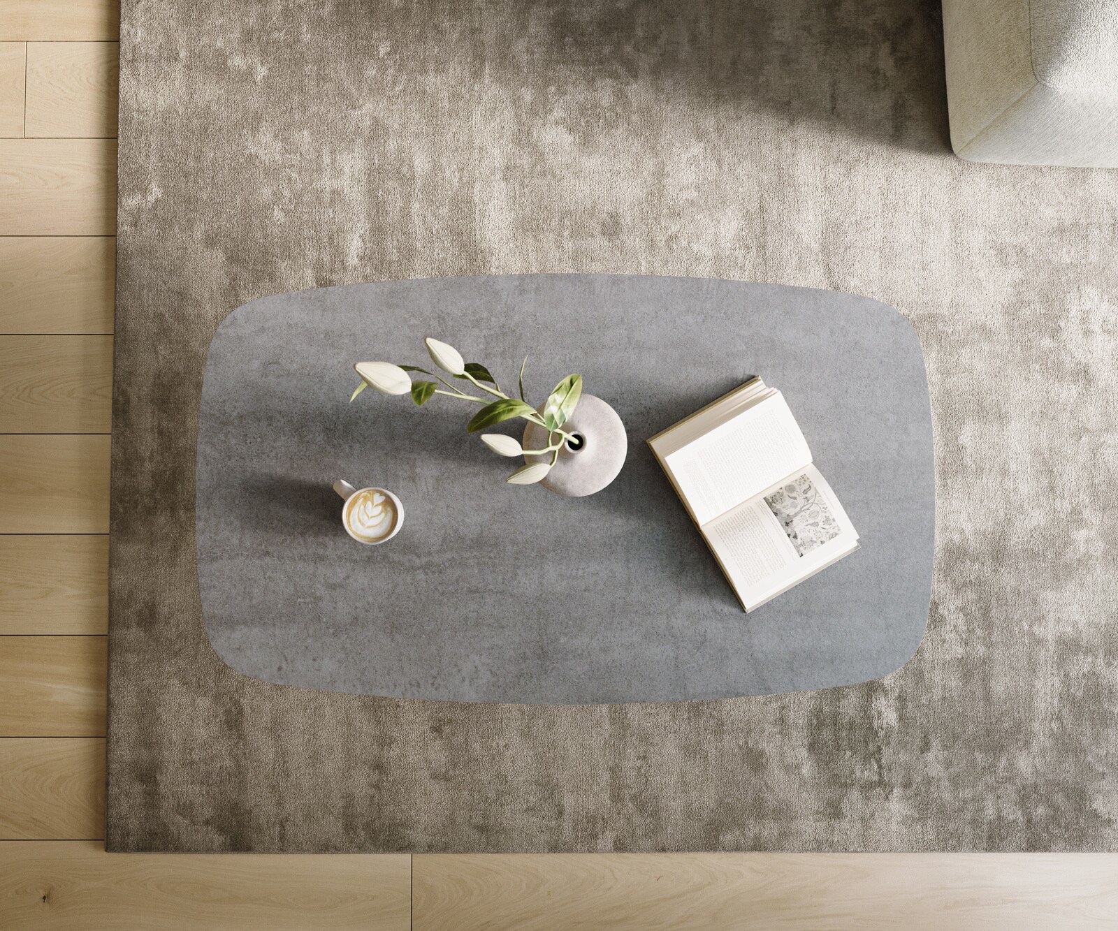 Couchtisch Edge Boot 120x70 cm Keramik Beton Grau Lumia Acryl 3