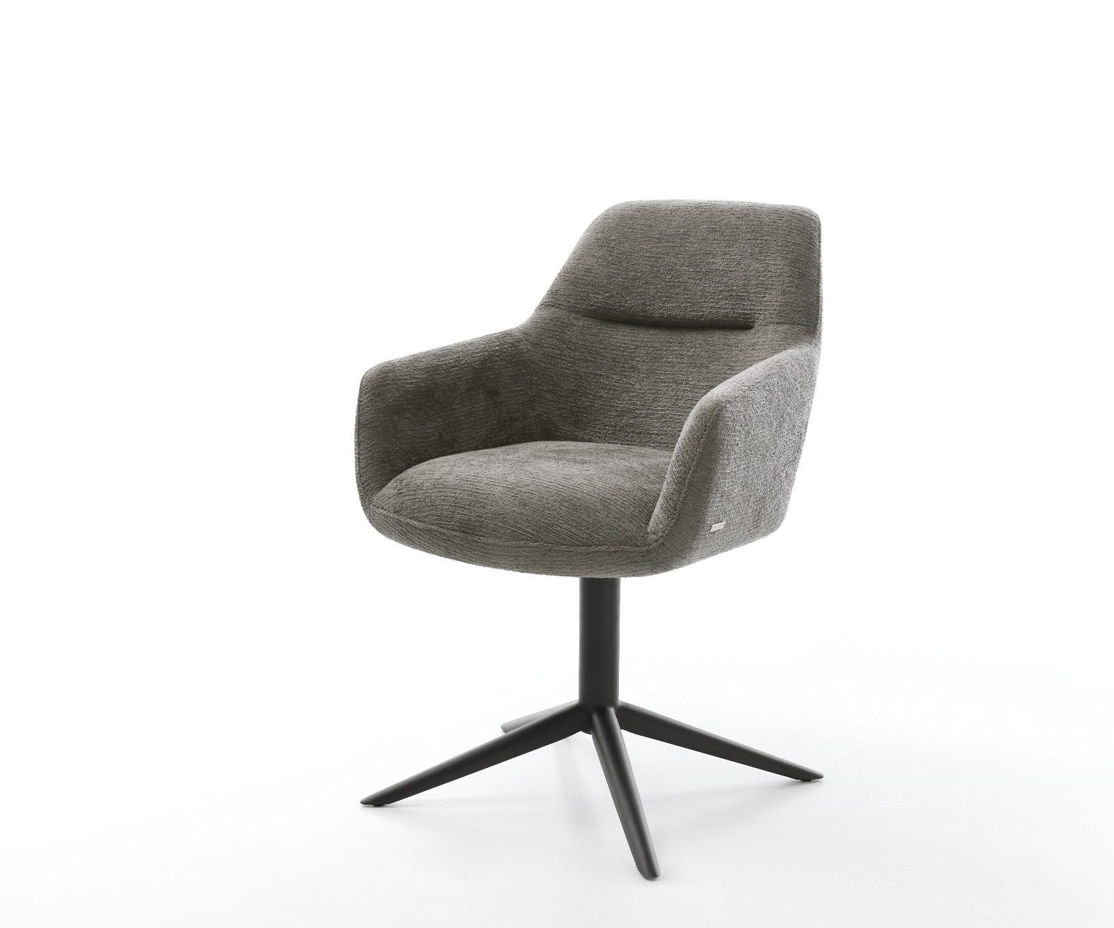Chaise-pivotante Pejo-Flex bouclé doux couleur boue pied de chaise 4 branches noir pivotement sur 360° fonction bascule resorts ensachés