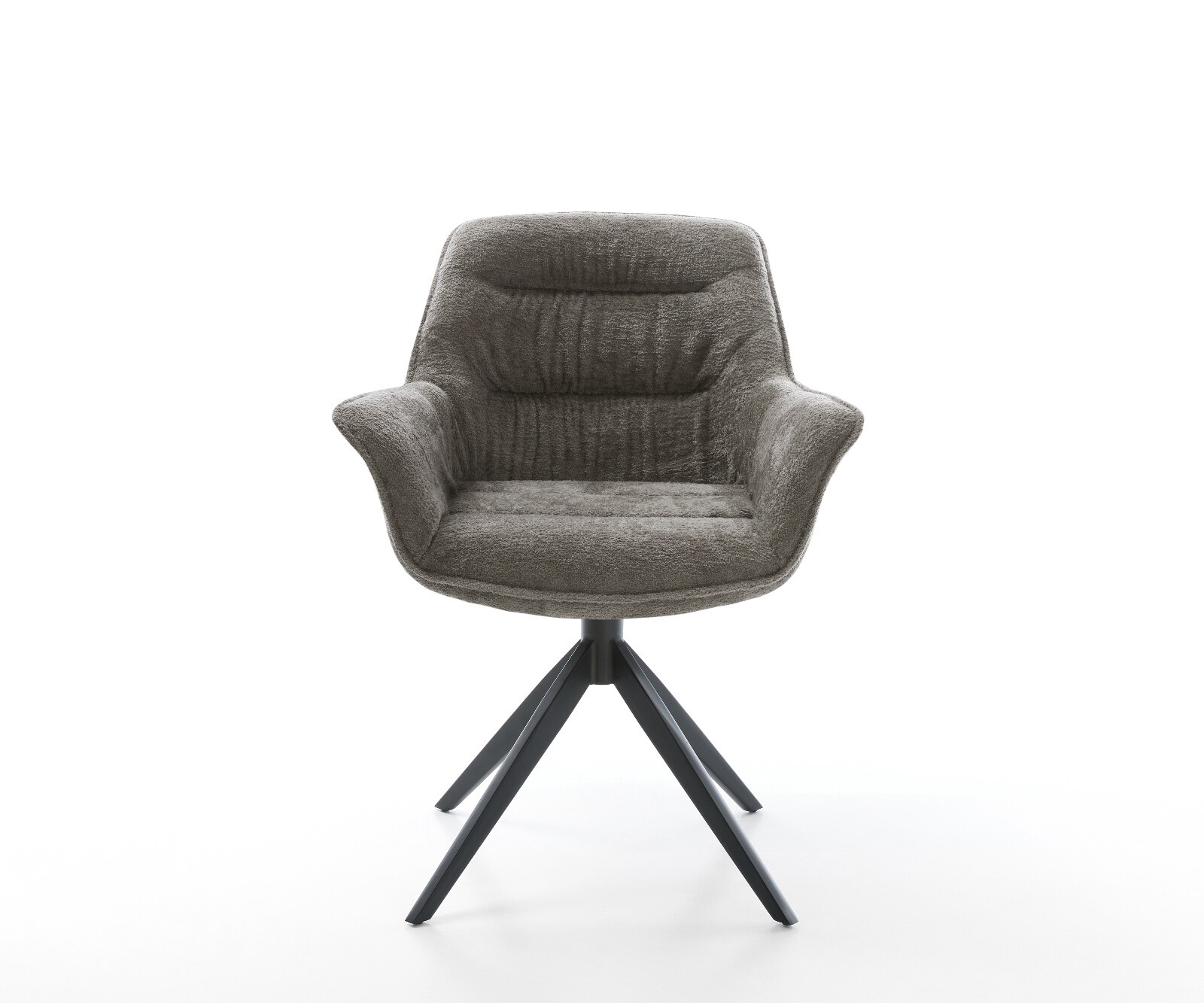 Drehstuhl Kaira-Flex Bouclé Soft Schlamm Kreuzgestell breit Schwarz 360° drehbar Wippfunktion 1