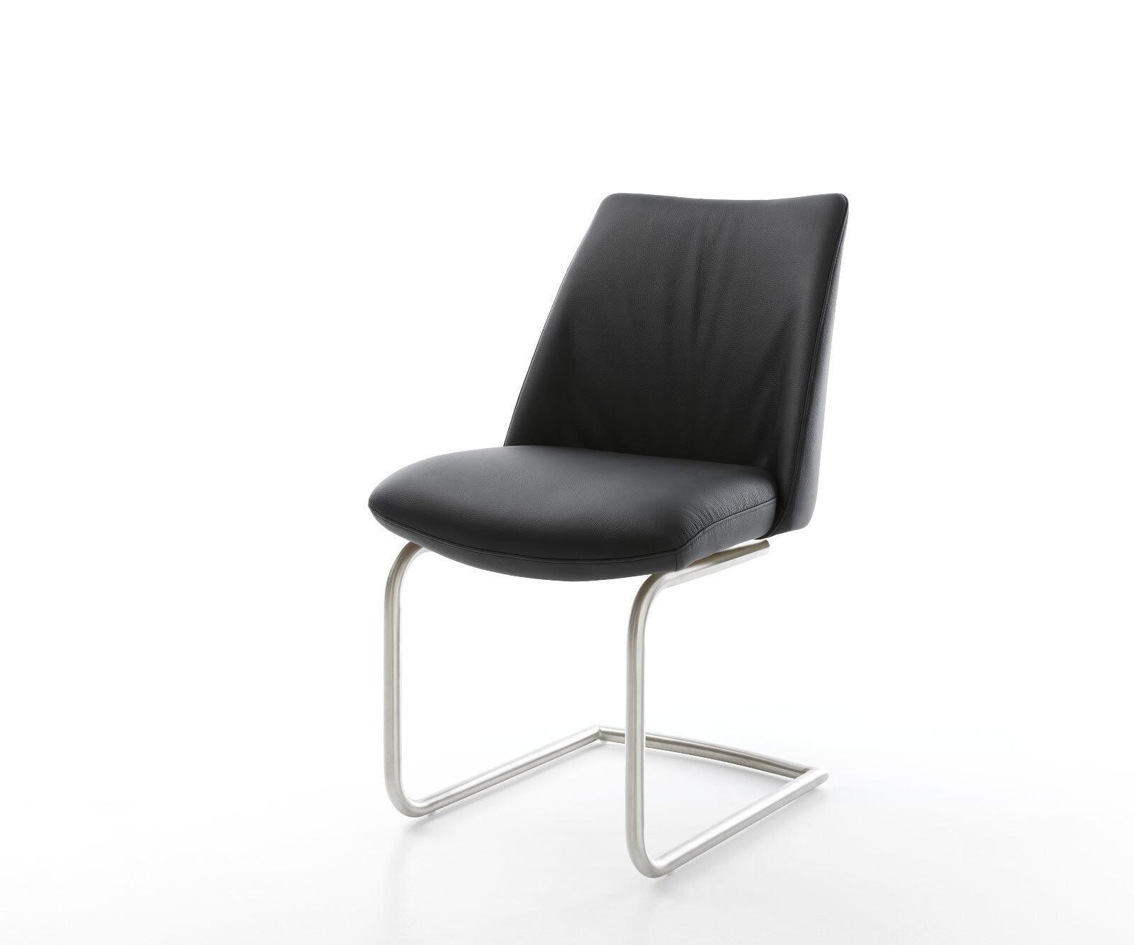 Freischwinger Elso-Flex Echt-Leder Schwarz Freischwinger rund Edelstahl Taschenfederkern 1