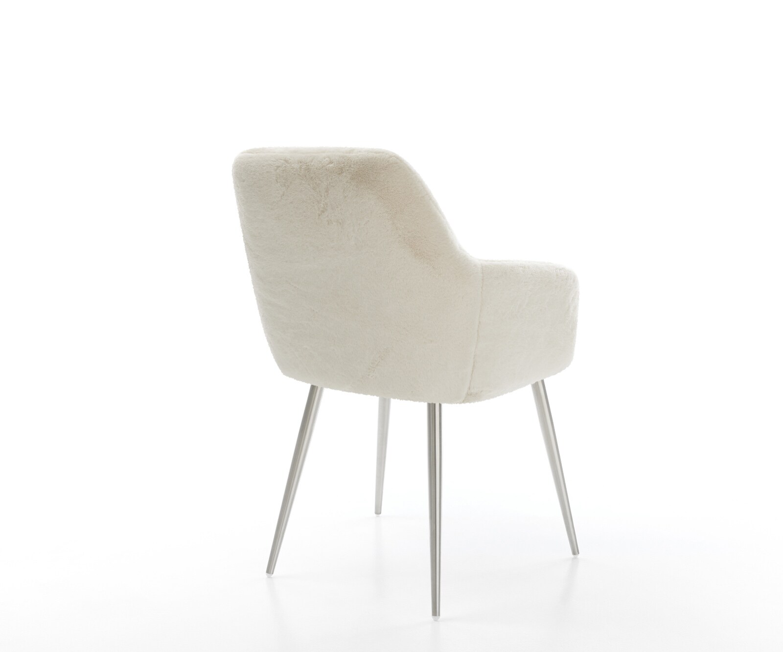Esszimmerstuhl Pejo-Flex Plüsch Creme-Weiß 4-Fuß konisch Edelstahl Taschenfederkern 4