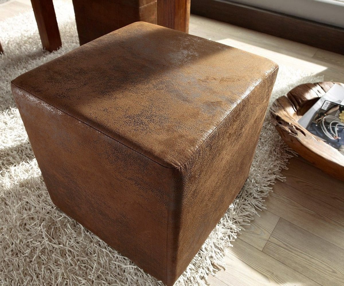 Sitzhocker Dado Braun 45x45 cm Vintage Optik  1 Sitzhocker Dado Braun 45x45 cm Vintage Optik  1