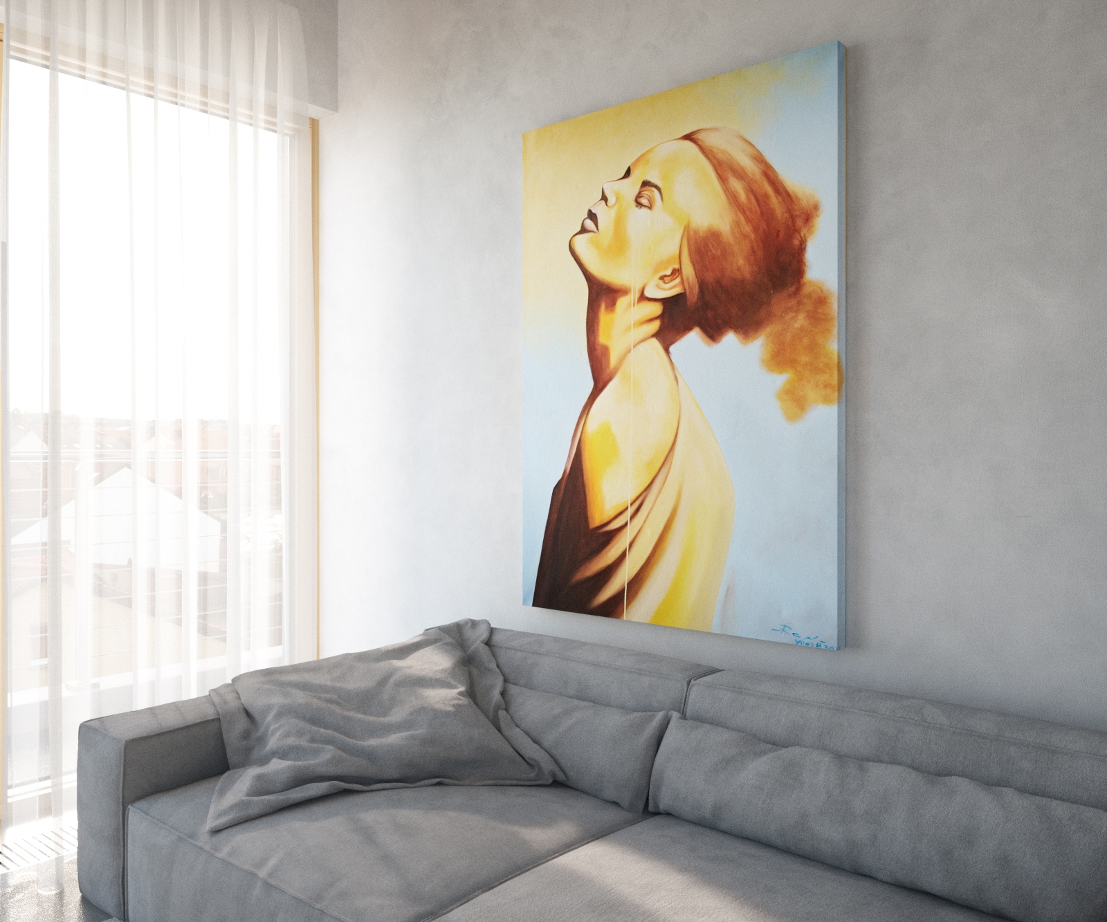 Gemälde Young Woman 170x120 cm Mehrfarbig Acryl auf Leinwand 1 Gemälde Young Woman 170x120 cm Mehrfarbig Acryl auf Leinwand 1