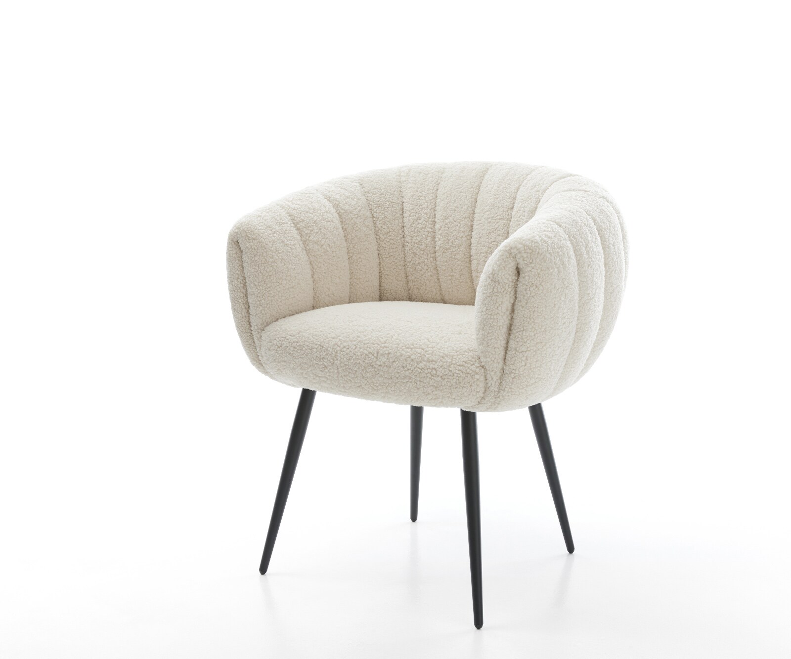 Esszimmerstuhl Jada-Flex Teddystoff Beige 4-Fuß konisch Schwarz Taschenfederkern