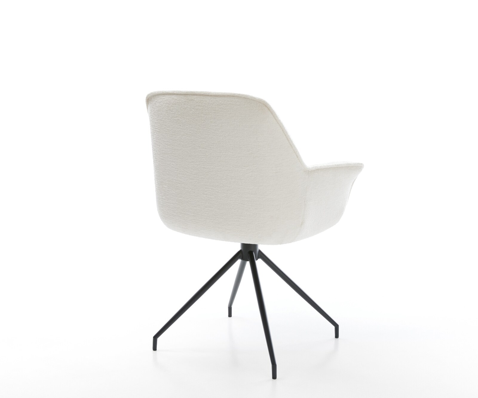 Esszimmerstuhl Keila-Flex mit Armlehnen Bouclé Soft Beige Kreuzgestell konisch Schwarz 4