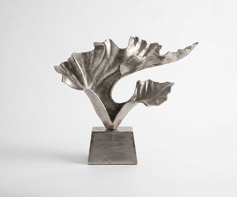 Skulptur Ginkara B60 x T18 x H57 cm Aluminium Platin Handgemacht