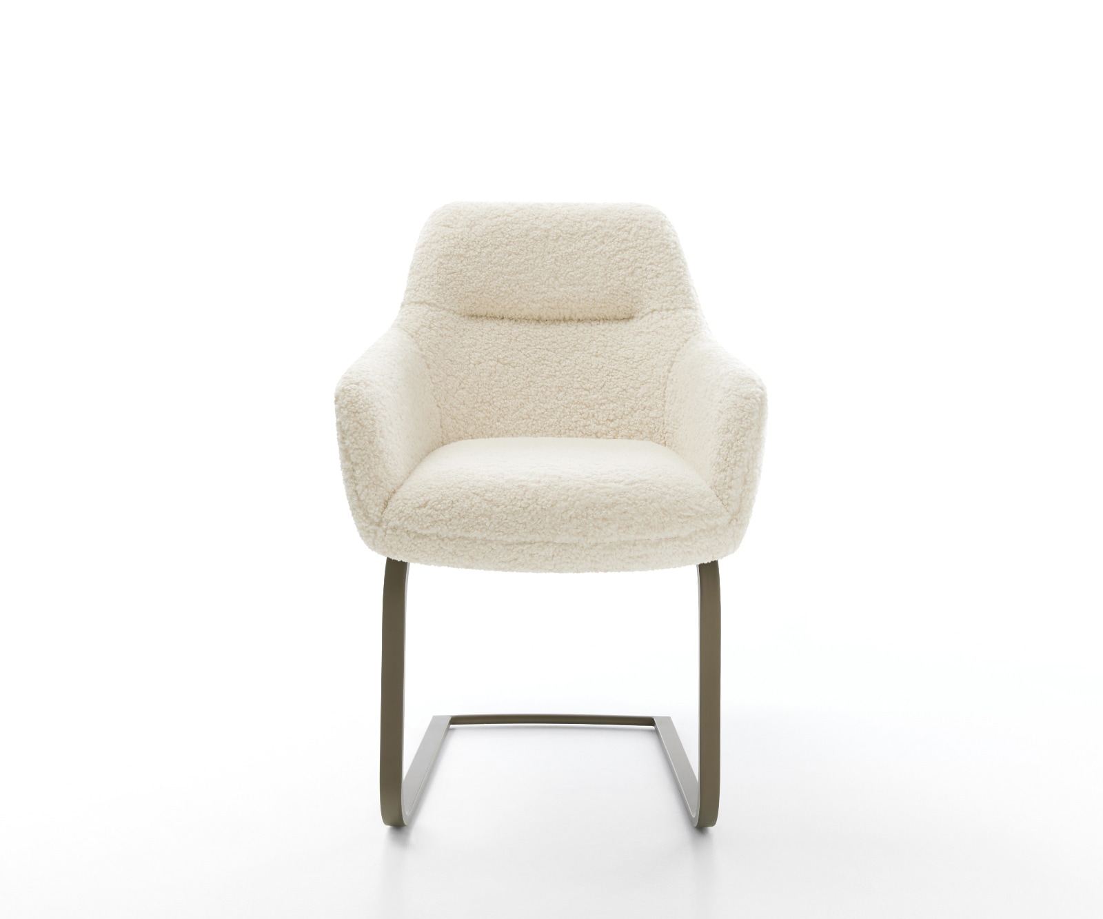 Freischwinger Pejo-Flex Teddystoff Beige Freischwinger flach Effektfinish Titan Taschenfederkern 1