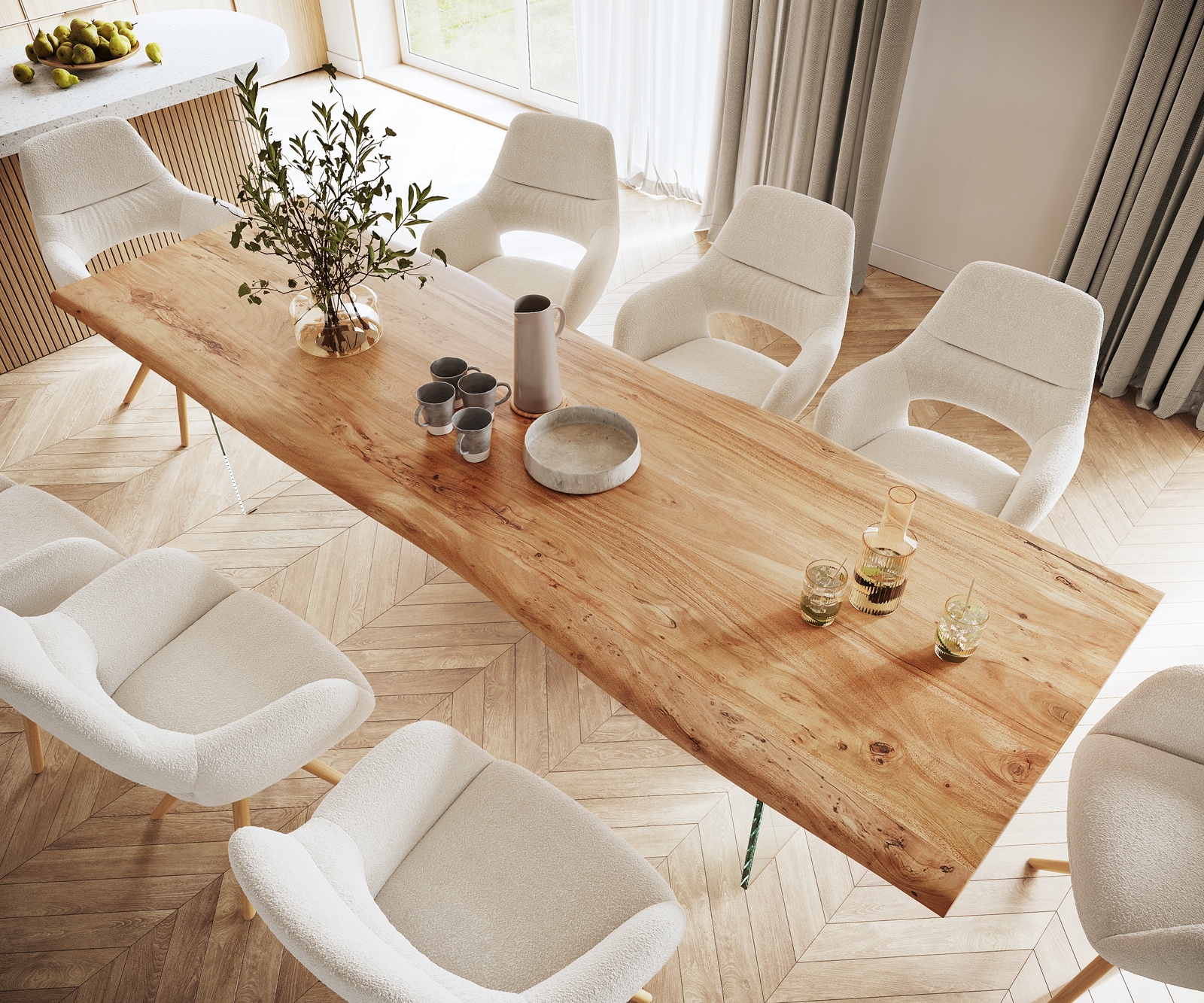 Esstisch Edge 300x100 XL Akazie Natur Glas Live-Edge 4