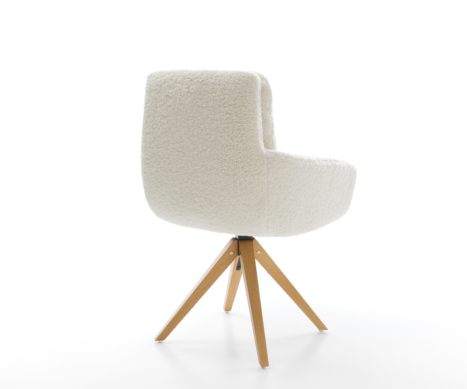 Drehstuhl Abelia-Flex mit Armlehnen Teddystoff Beige Holzgestell kantig Natur 360° drehbar 4