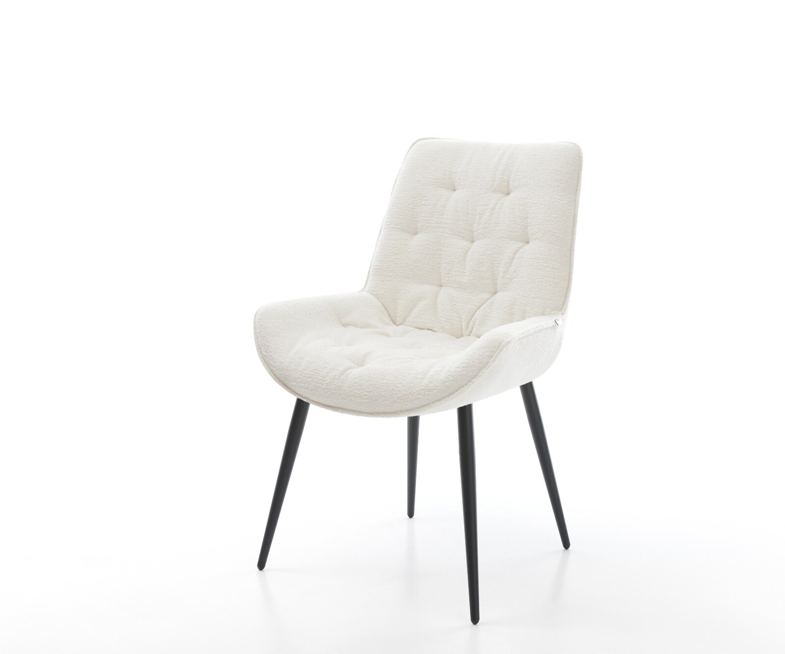 Esszimmerstuhl Taimi-Flex Bouclé Soft Beige 4-Fuß konisch Schwarz günstig online kaufen