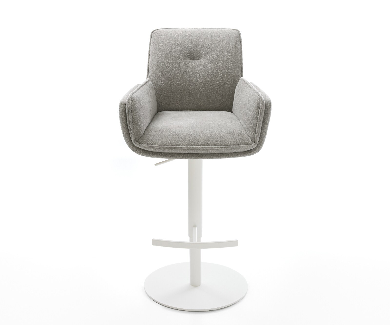 Barstuhl Nela-Flex Strukturstoff Soft Grau Drehfuß höhenverstellbar Metall Weiß 2