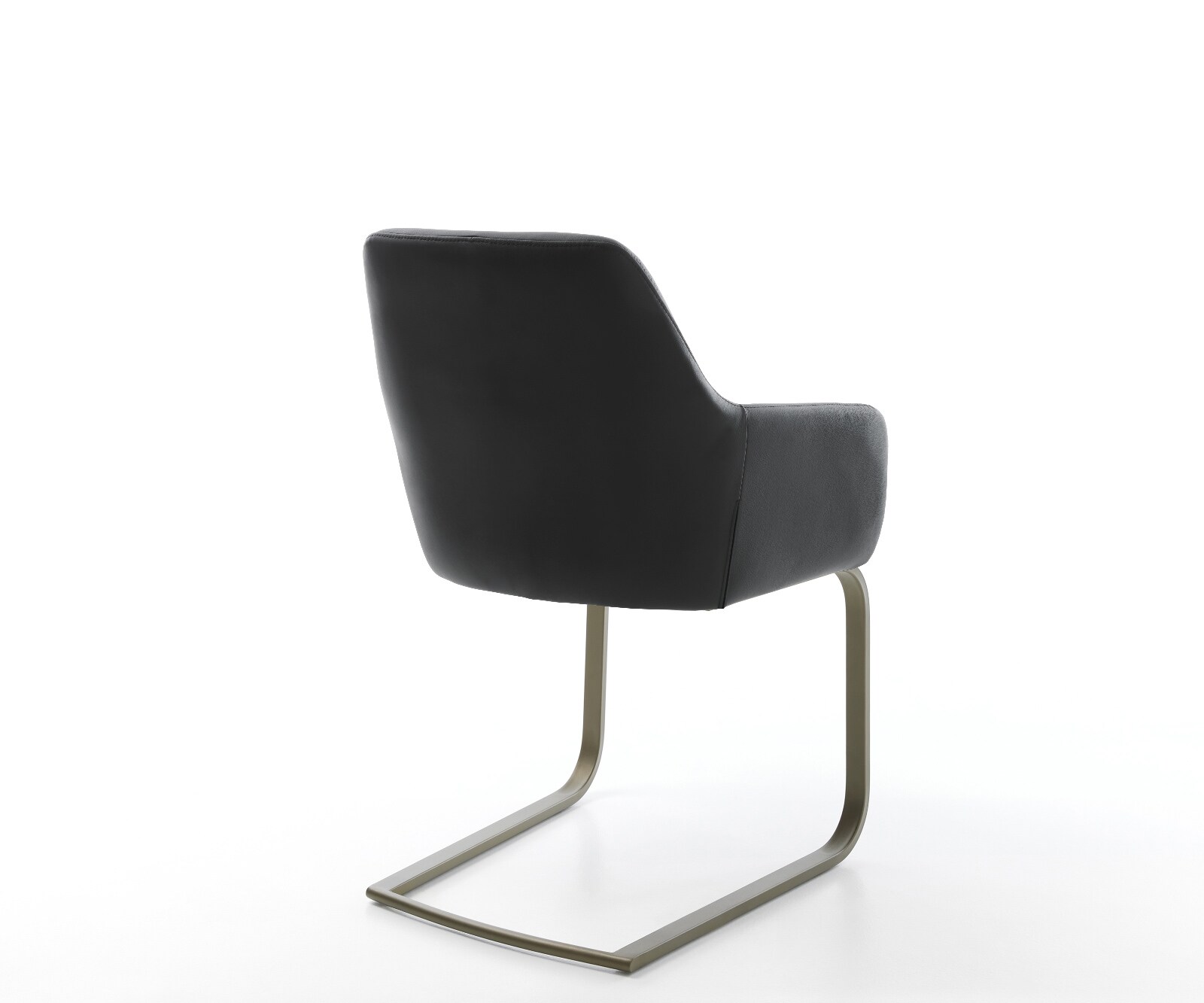 Freischwinger Pejo-Flex Echt-Leder Schwarz Freischwinger flach Effektfinish Titan Taschenfederkern 4