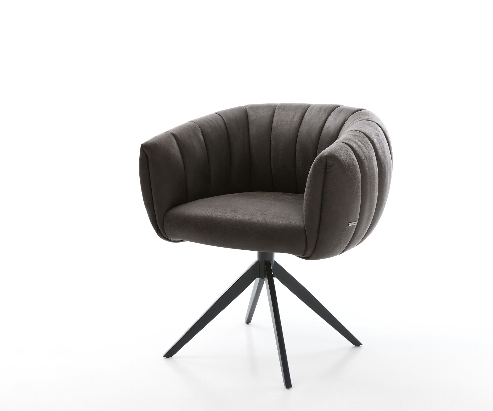 Drehstuhl Jada-Flex Mikrofaser Anthrazit Vintage Kreuzgestell breit Schwarz 360° drehbar Wippfunktion Taschenfederkern