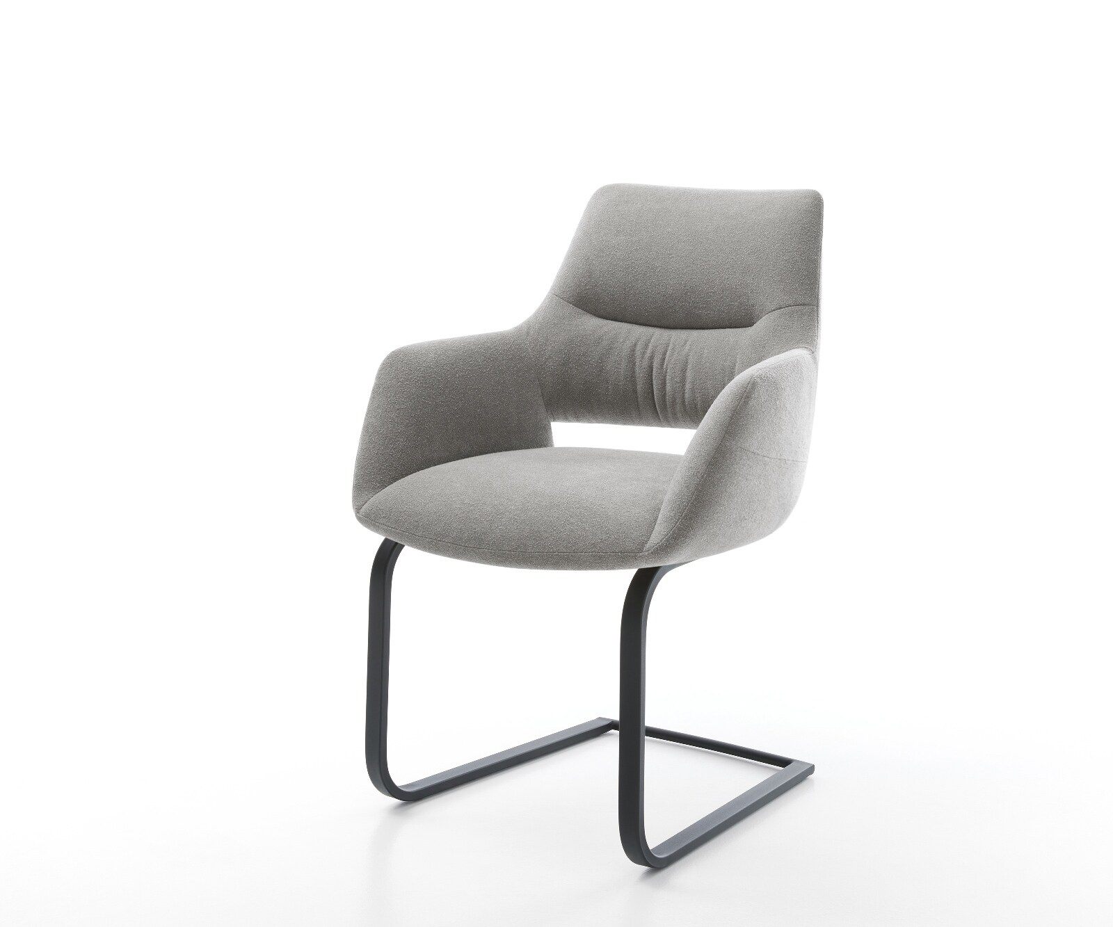 Freischwinger Yago-Flex mit Armlehnen Strukturstoff Soft Grau Freischwinger günstig online kaufen