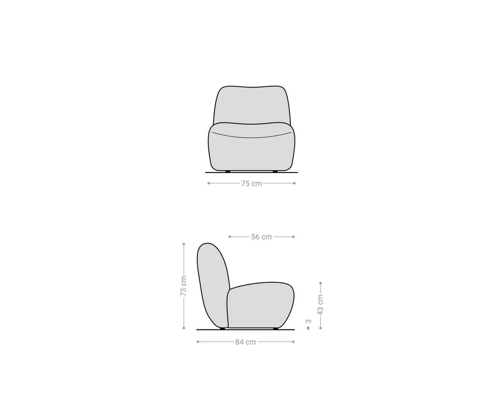 Loungesessel Zena 75x85 cm Bouclé Weiß 6