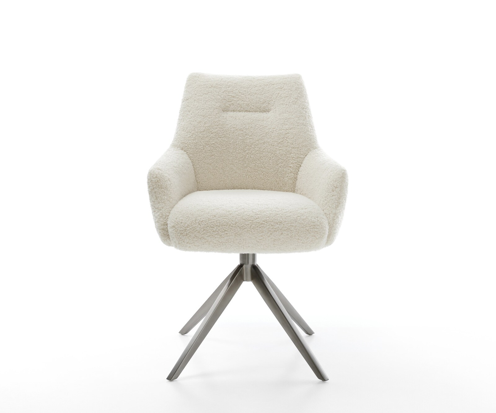 Drehstuhl Alja-Flex mit Armlehnen Teddystoff Beige Kreuzgestell breit Graphit 360° drehbar Wippfunktion Taschenfederkern 1
