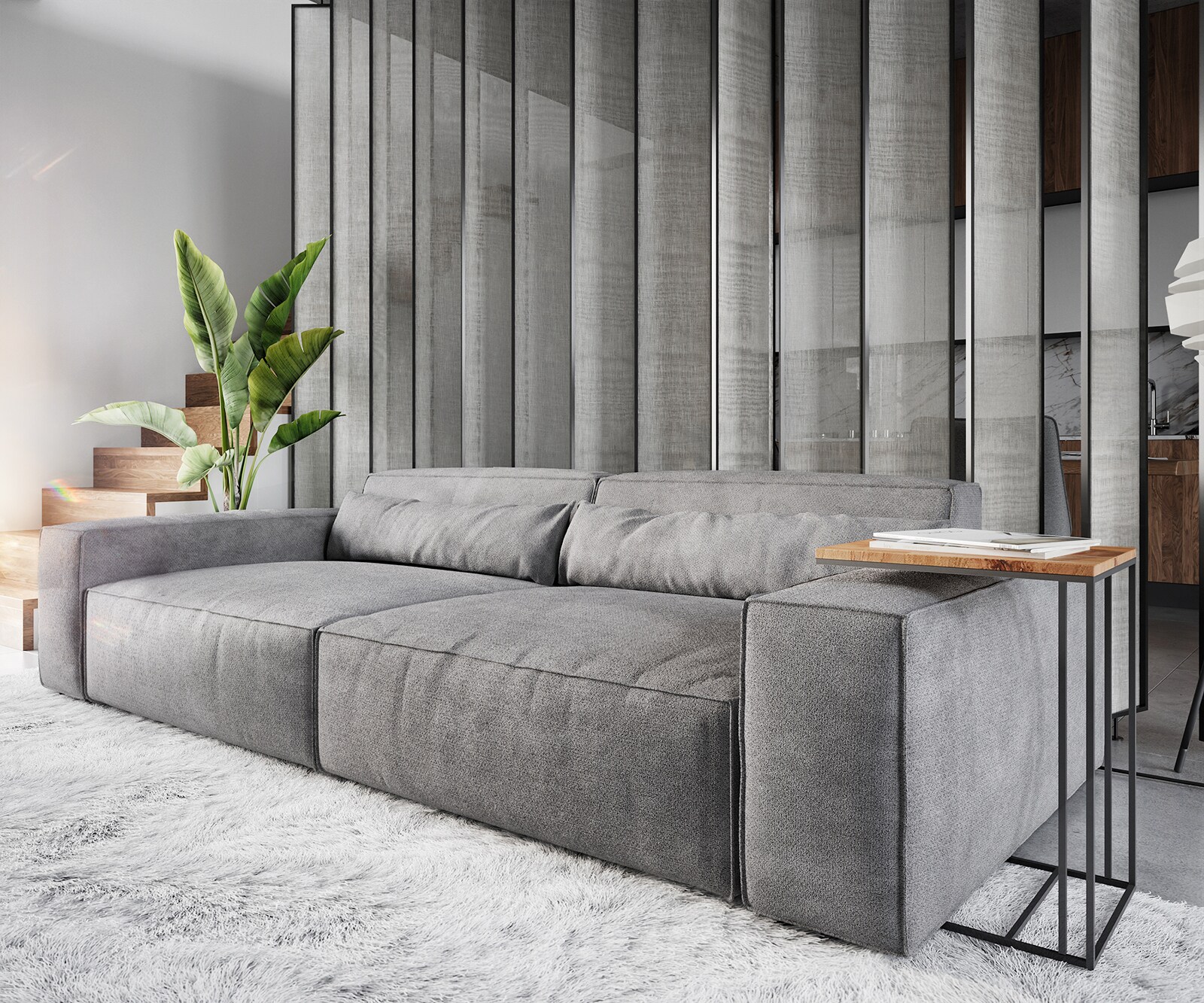 Big-Sofa Sirpio XL 270x130 cm Mikrofaser Taupe 4