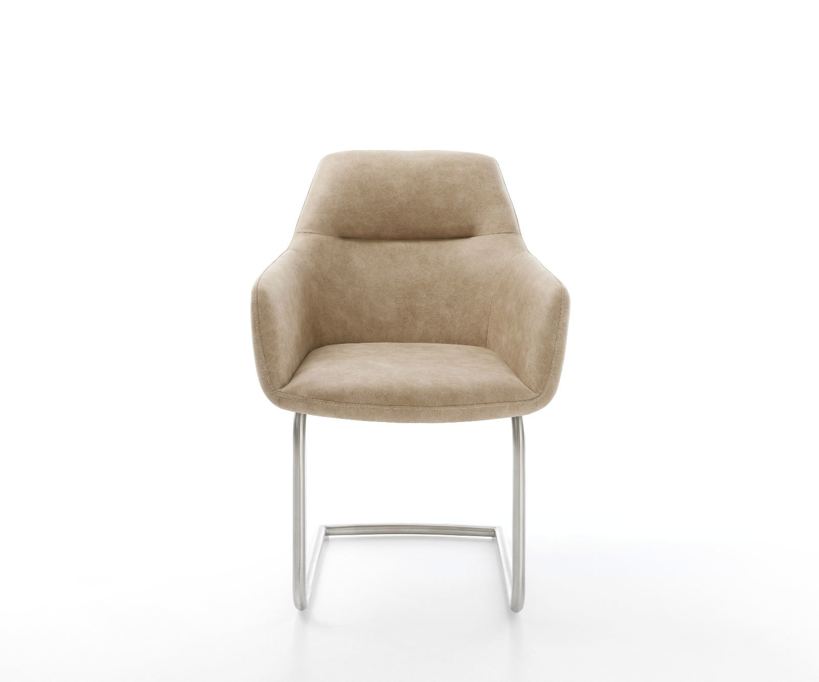 Freischwinger Pejo-Flex Mikrofaser Beige Vintage Freischwinger rund Edelstahl Taschenfederkern 1 Freischwinger Pejo-Flex Mikrofaser Beige Vintage Freischwinger rund Edelstahl Taschenfederkern 1