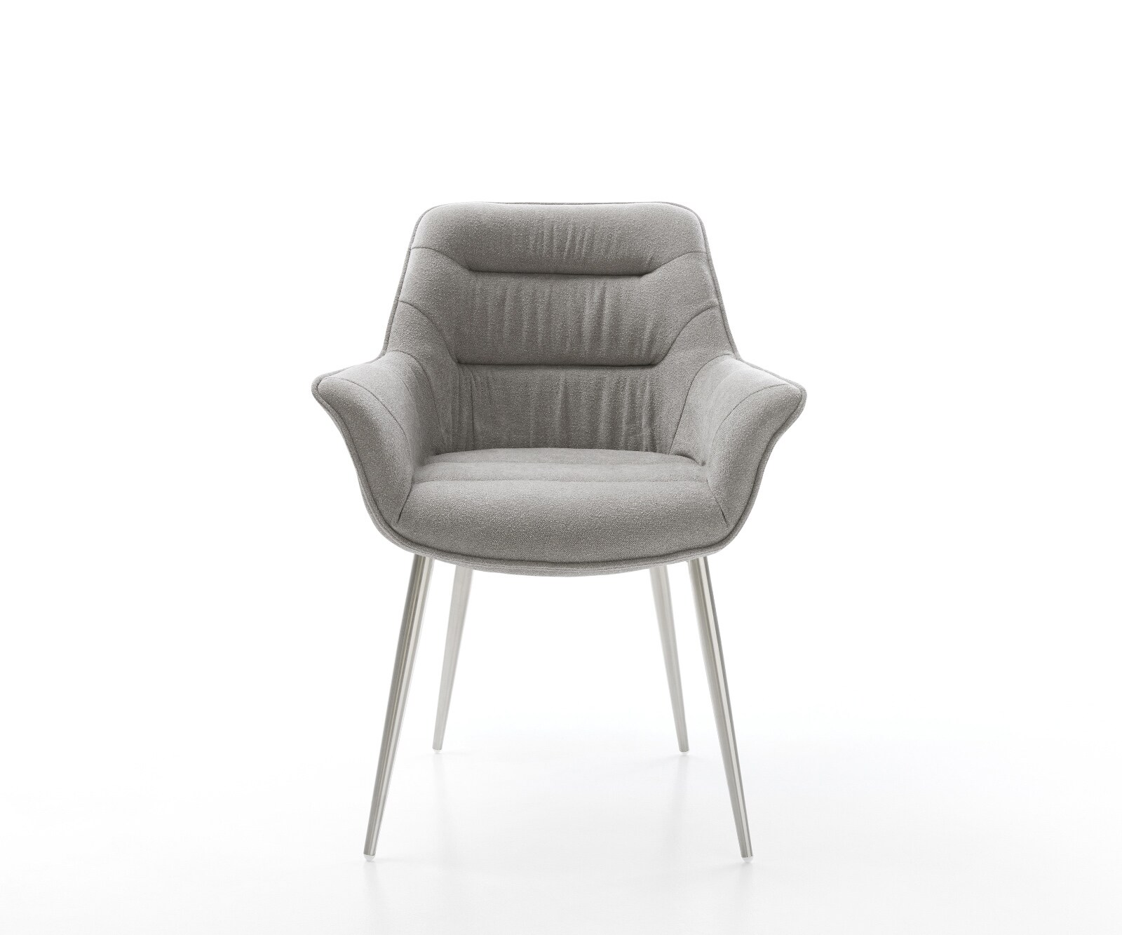 Esszimmerstuhl Kaira-Flex Strukturstoff Soft Grau 4-Fuß konisch Edelstahl 1