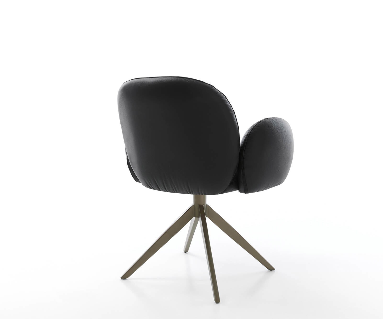 Drehstuhl Nube-Flex mit Armlehnen Echt-Leder Schwarz Kreuzgestell breit Effektfinish Titan 360° drehbar Taschenfederkern 4