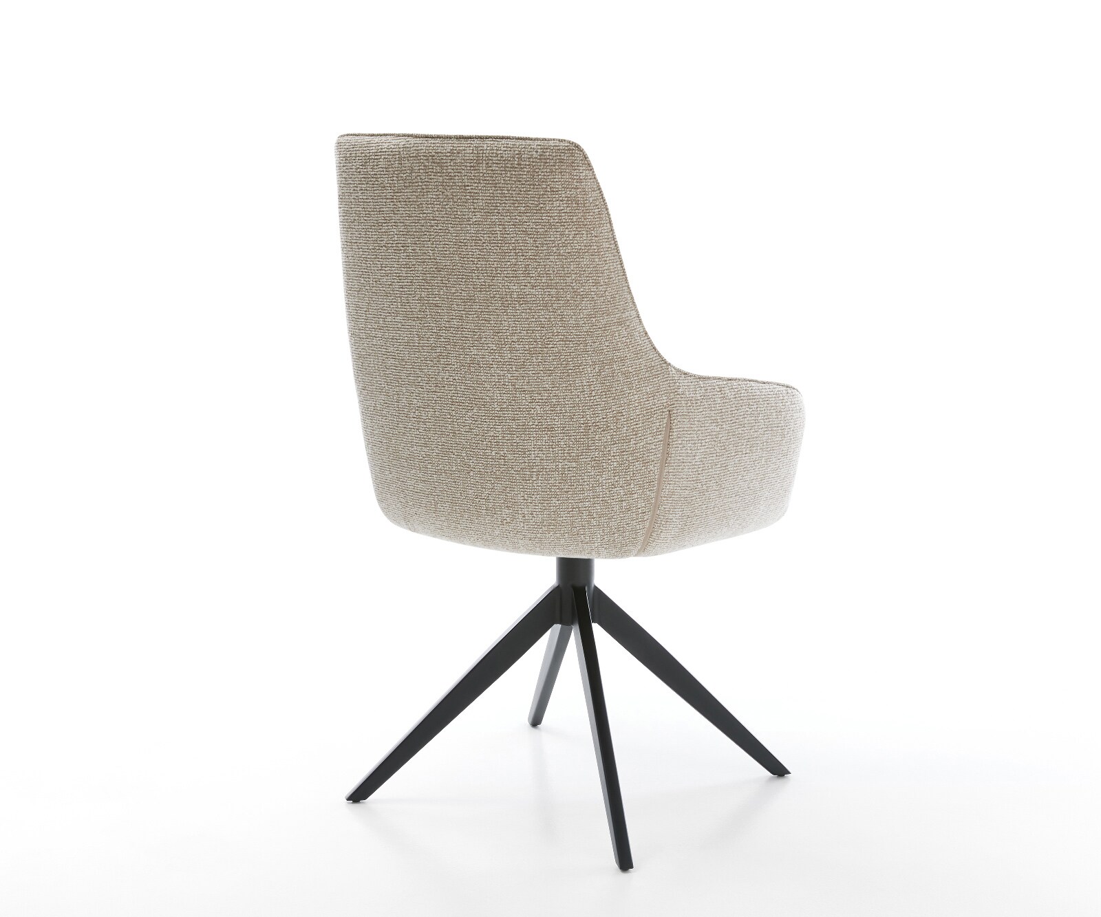 Drehstuhl Zelia-Flex mit Armlehnen Webstoff Soft Beige Kreuzgestell breit Schwarz 360° drehbar Wippfunktion Taschenfederkern 4