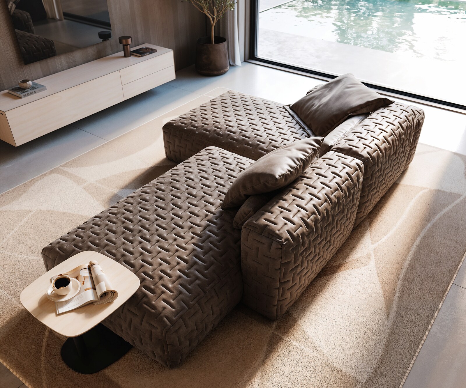 Ecksofa Freestyle Icon 310x200 cm Mikrofaser Taupe Vintage 3