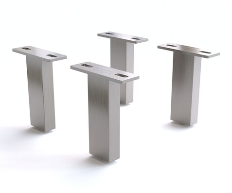 Fuß Vierkant 15 cm Edelstahl gebürstet für alle Möbelarten (4er Set)