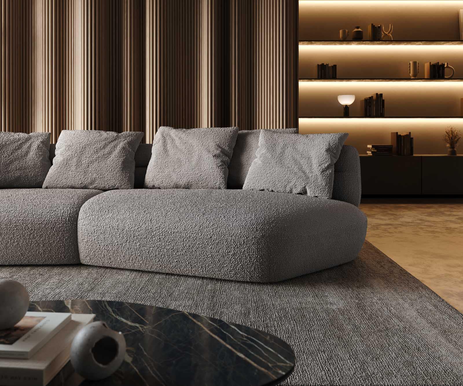Sofa Roya 320x140 cm Bouclé Silbergrau 5 Sofa Roya 320x140 cm Bouclé Silbergrau 5