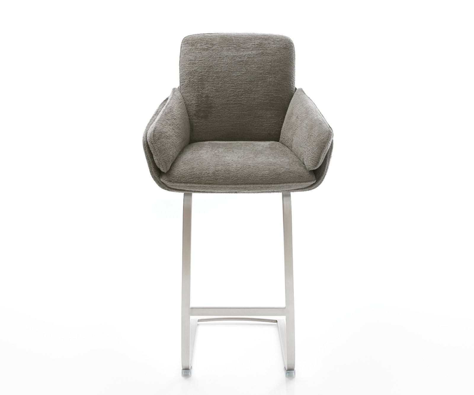 Barstuhl Luan-Flex Bouclé Soft Schlamm Freischwinger Flach Edelstahl Silberfarben 1