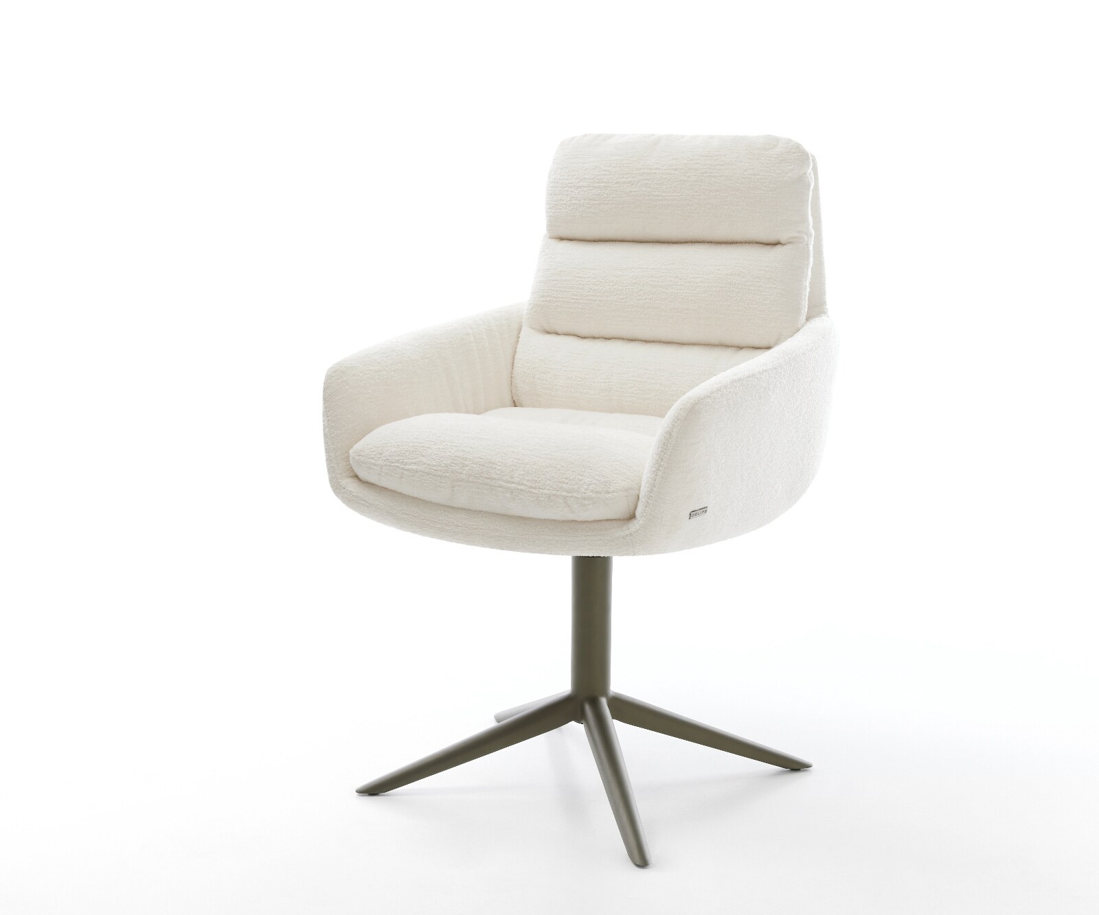 Drehstuhl Abelia-Flex mit Armlehnen Bouclé Soft Beige Fußkreuz Effektfinish Titan 360° drehbar Wippfunktion