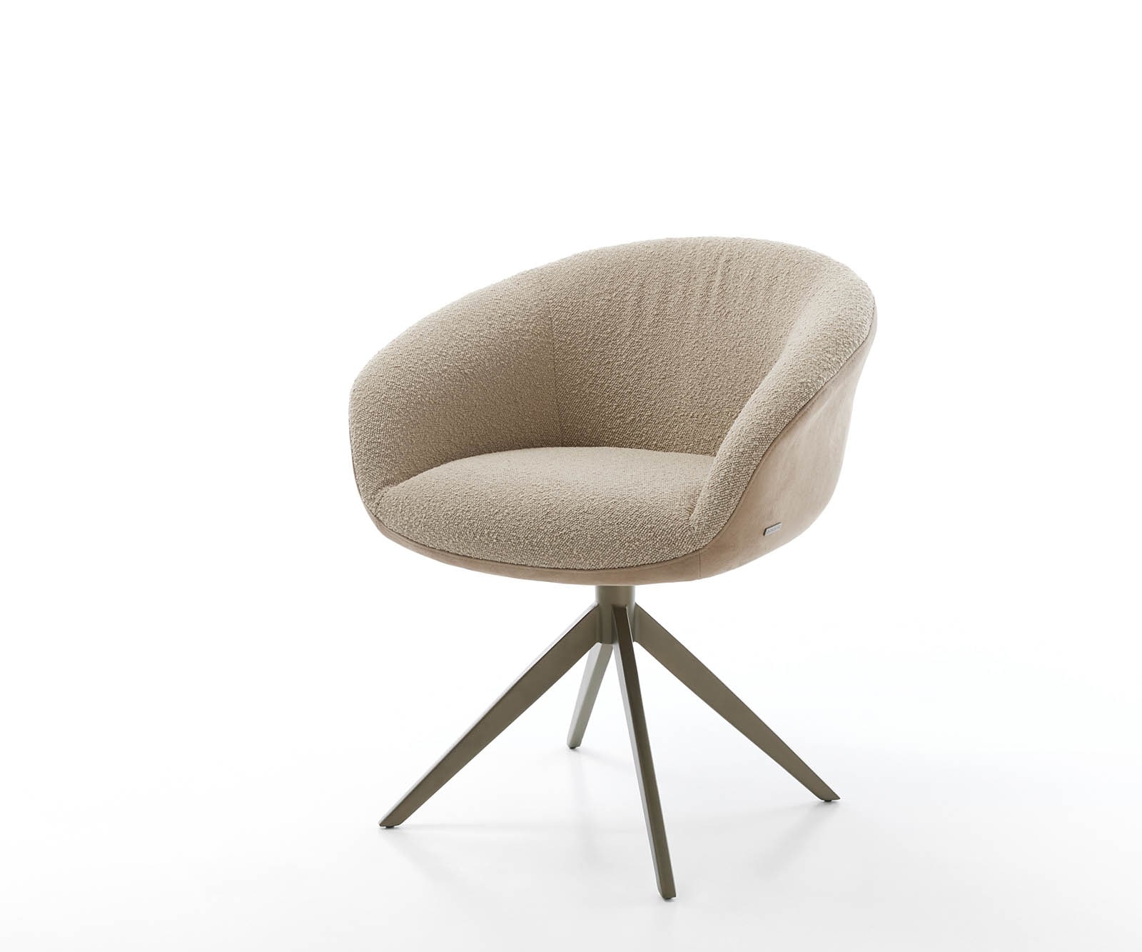Drehstuhl Vinka-Flex mit Armlehnen Materialmix Schlamm Kreuzgestell breit Effektfinish Titan 360° drehbar Taschenfederkern