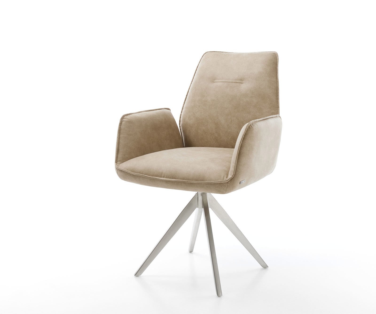 Esszimmerstuhl Zoa-Flex Mikrofaser Beige Vintage Kreuzgestell kantig Edelstahl Taschenfederkern Esszimmerstuhl Zoa-Flex Mikrofaser Beige Vintage Kreuzgestell kantig Edelstahl Taschenfederkern