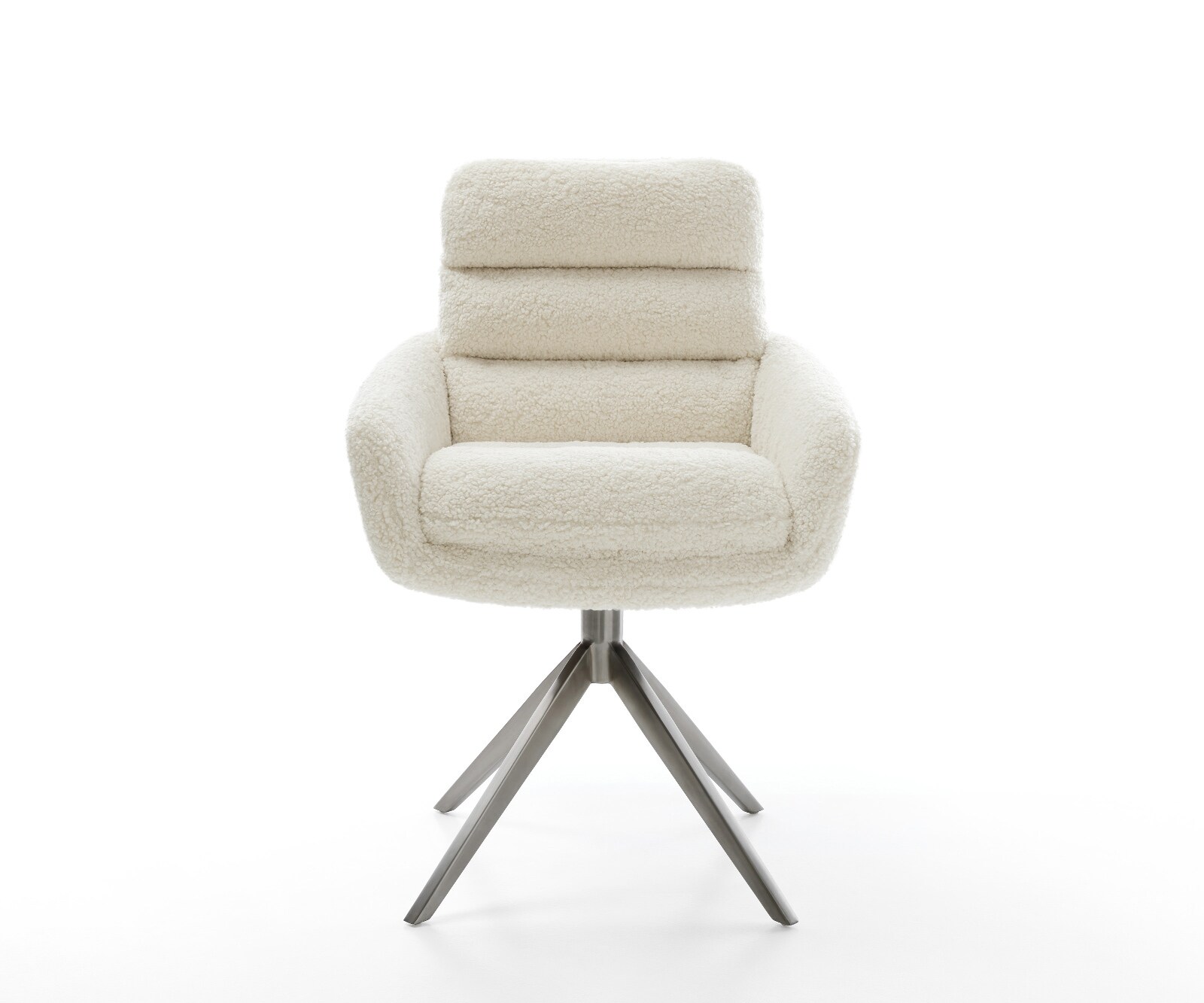 Drehstuhl Abelia-Flex mit Armlehnen Teddystoff Beige Kreuzgestell breit Graphit 360° drehbar Wippfunktion 1