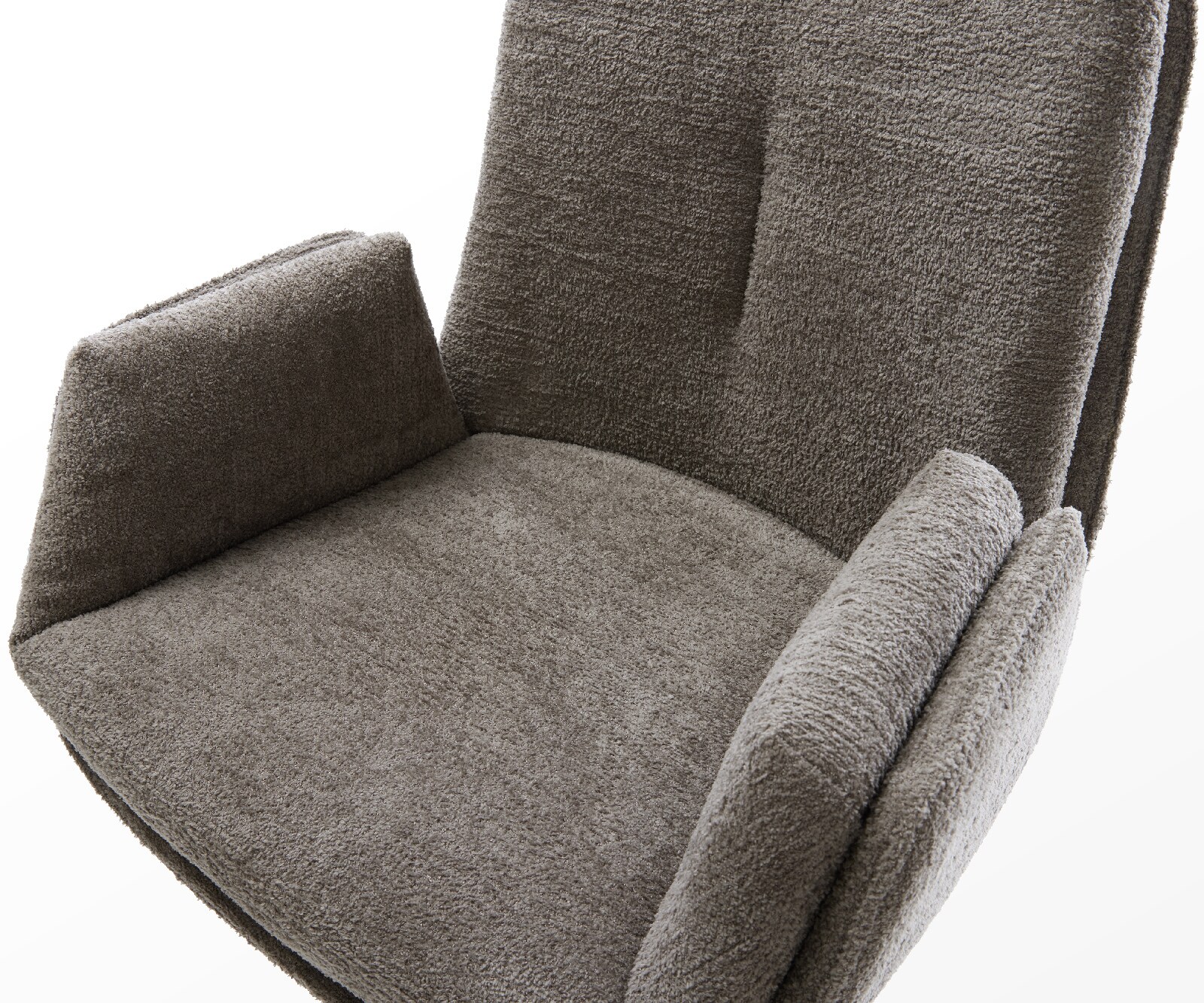 Barstuhl Clea-Flex Bouclé Soft Schlamm Drehfuß höhenverstellbar Edelstahl Silberfarben 3