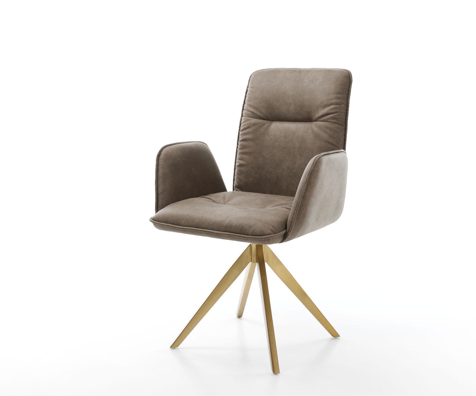 Drehstuhl Vinja-Flex Taupe Vintage Kreuzgestell kantig Gold 180° drehbar