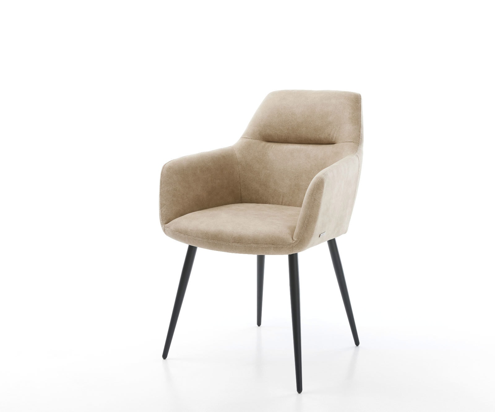 Esszimmerstuhl Pejo-Flex Mikrofaser Beige Vintage 4-Fuß konisch Schwarz Taschenfederkern Esszimmerstuhl Pejo-Flex Mikrofaser Beige Vintage 4-Fuß konisch Schwarz Taschenfederkern