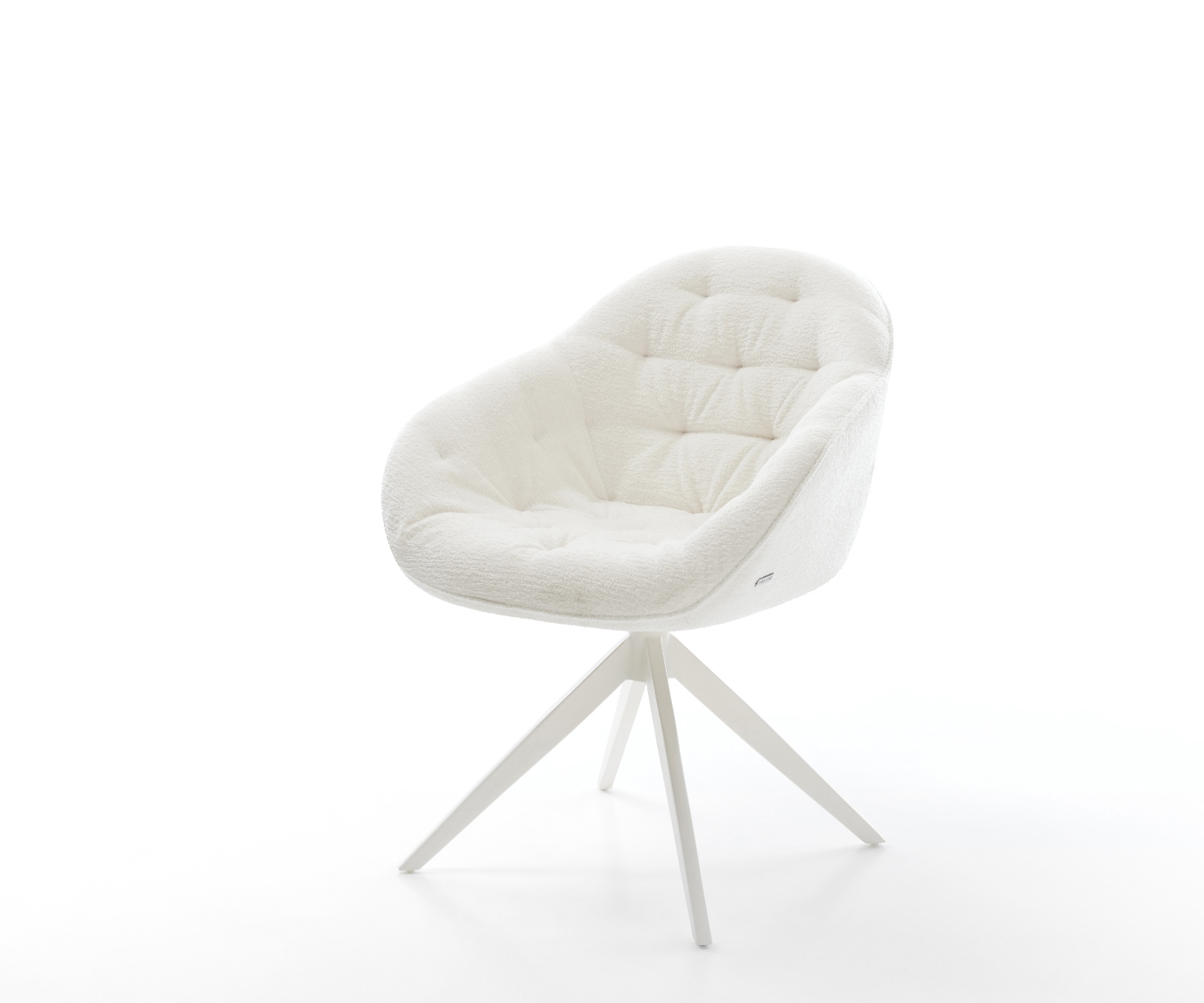 Drehstuhl Gaio-Flex Bouclé Soft Beige Kreuzgestell breit Weiß 360° drehbar Wippfunktion