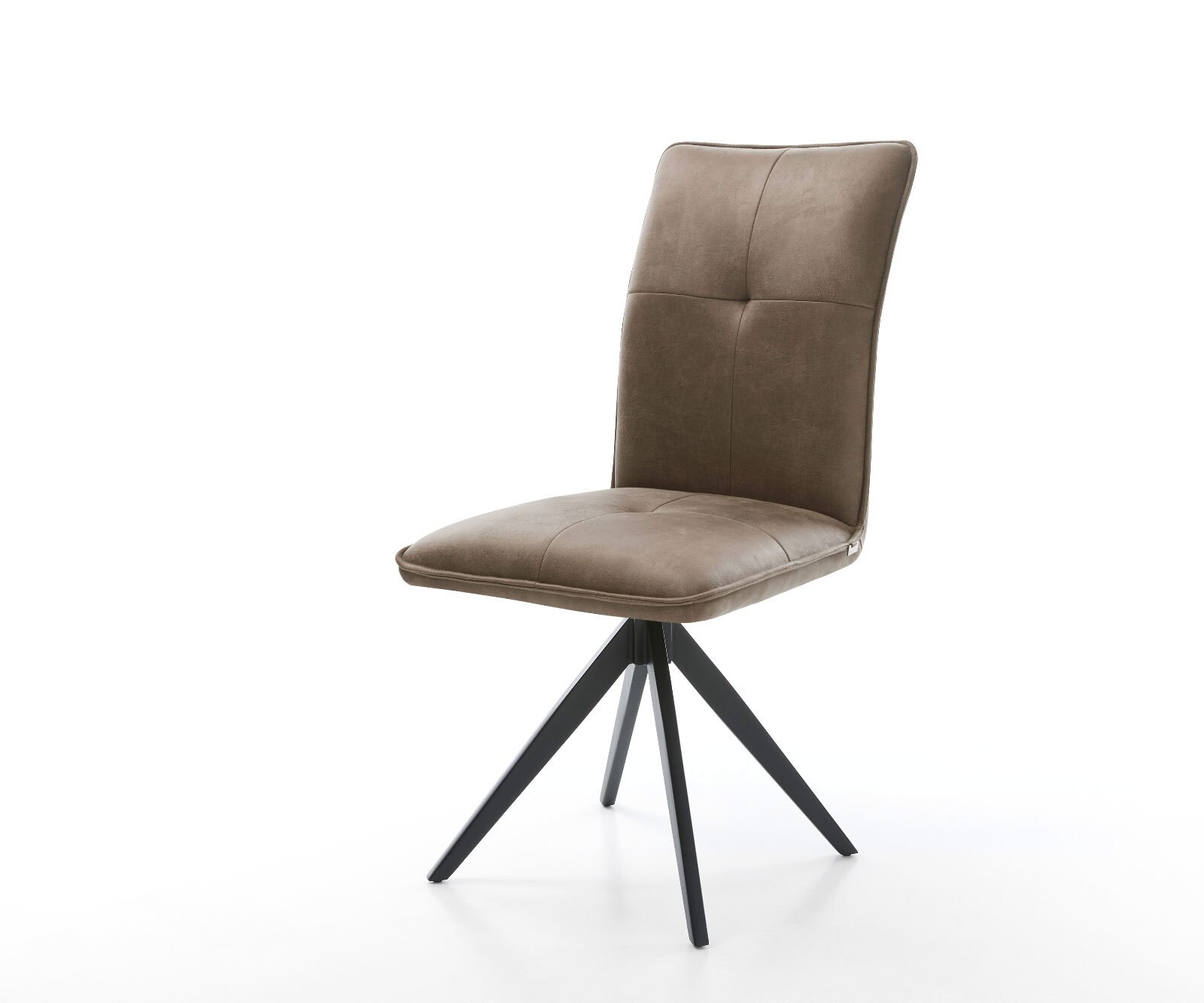 Esszimmerstuhl Maddy-Flex Mikrofaser Taupe Vintage Kreuzgestell kantig Schwarz