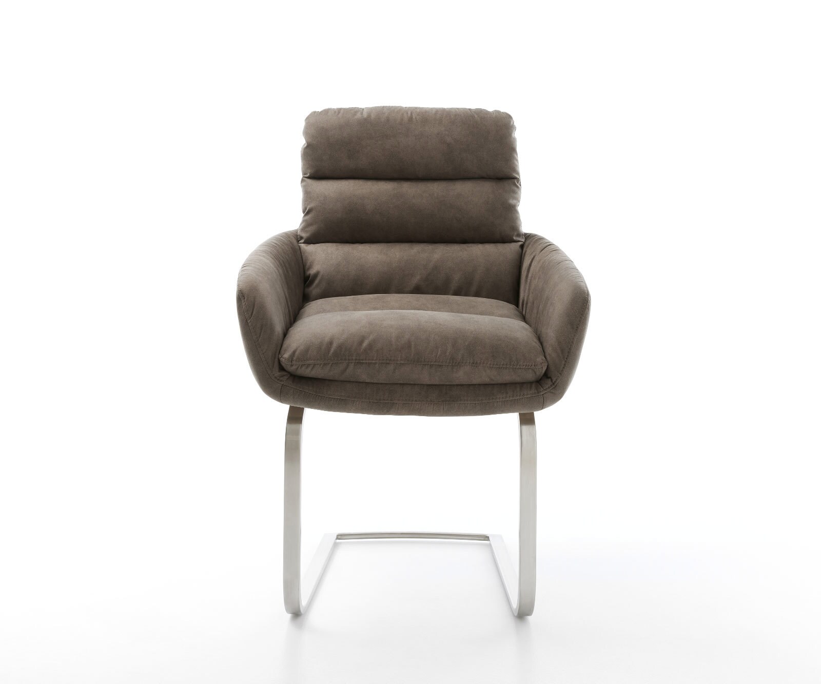 Freischwinger Abelia-Flex mit Armlehnen Mikrofaser Taupe Vintage Freischwinger flach Edelstahl 1